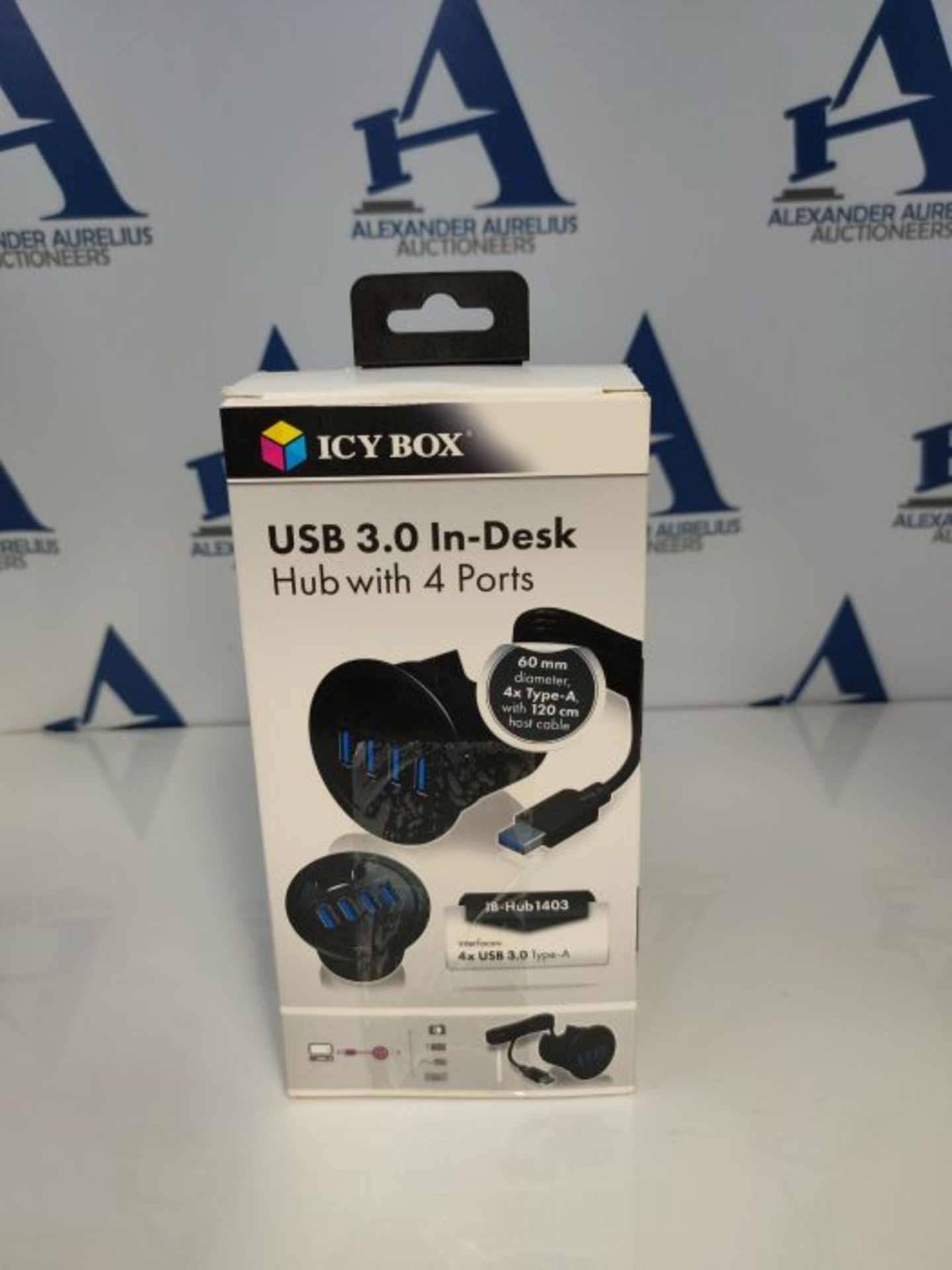 ICY BOX IB-Hub1403 USB-Tisch-Hub (60 mm) zum Einbau, 4x USB 3.0 AnschlÃ¼sse, Kabeldu - Image 2 of 3