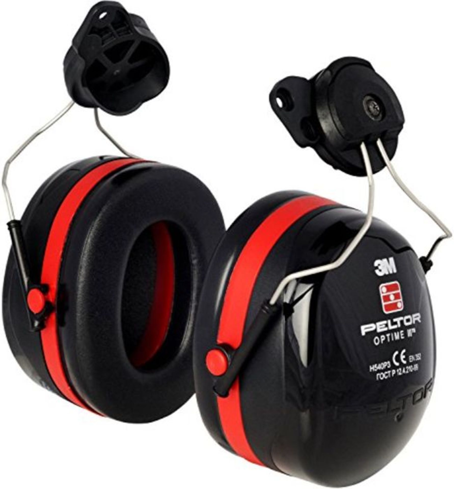 3M PELTOR Optime III Earmuffs, 34 dB, Black/Red, Helmet Mounted, H540P3EA-413-SV
