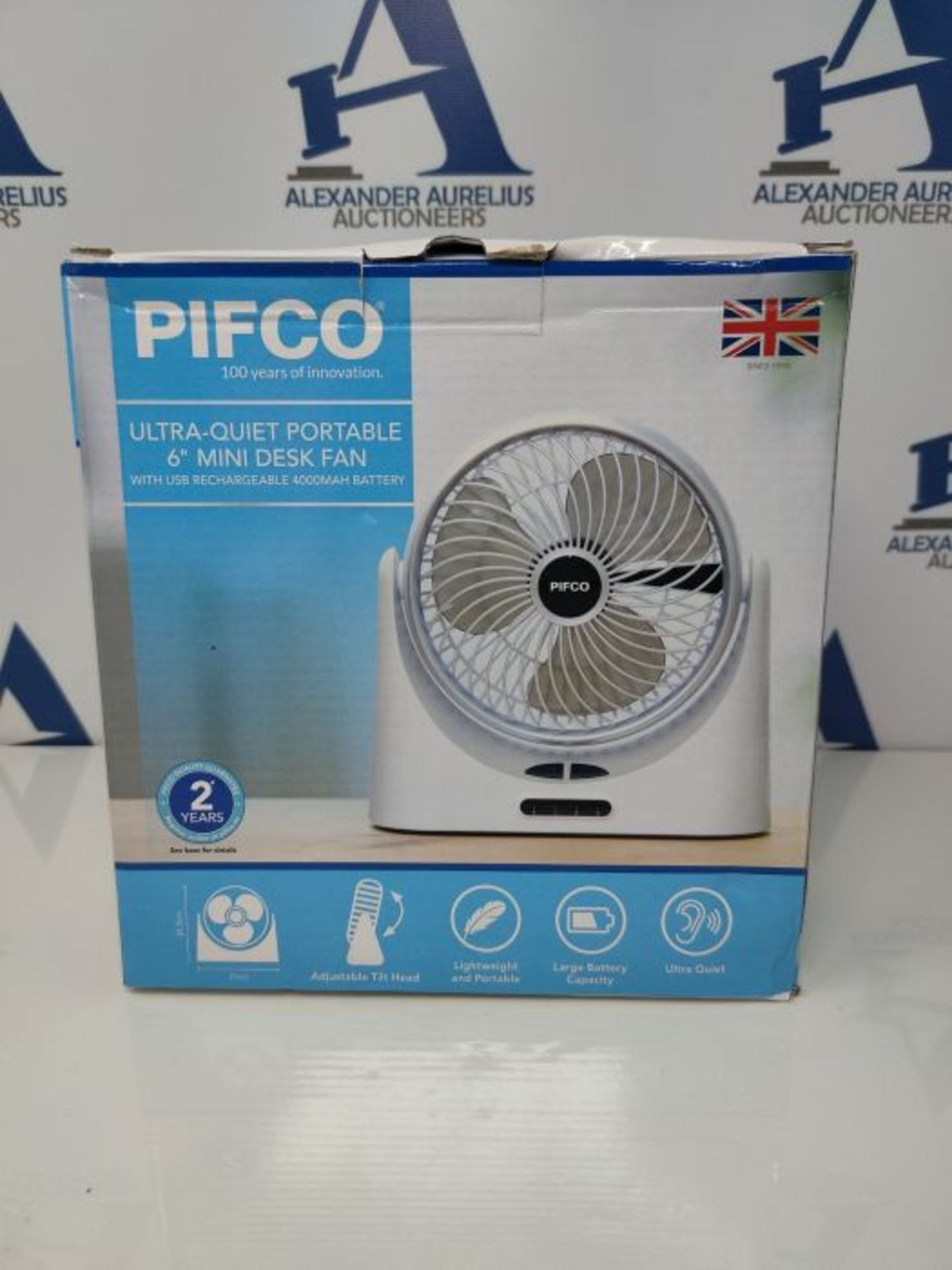 PIFCO P55004 Mini USB Fan, 3 Speed Settings, Adjustable Tilt Angle, 9.5 hours Runtime - Image 2 of 3