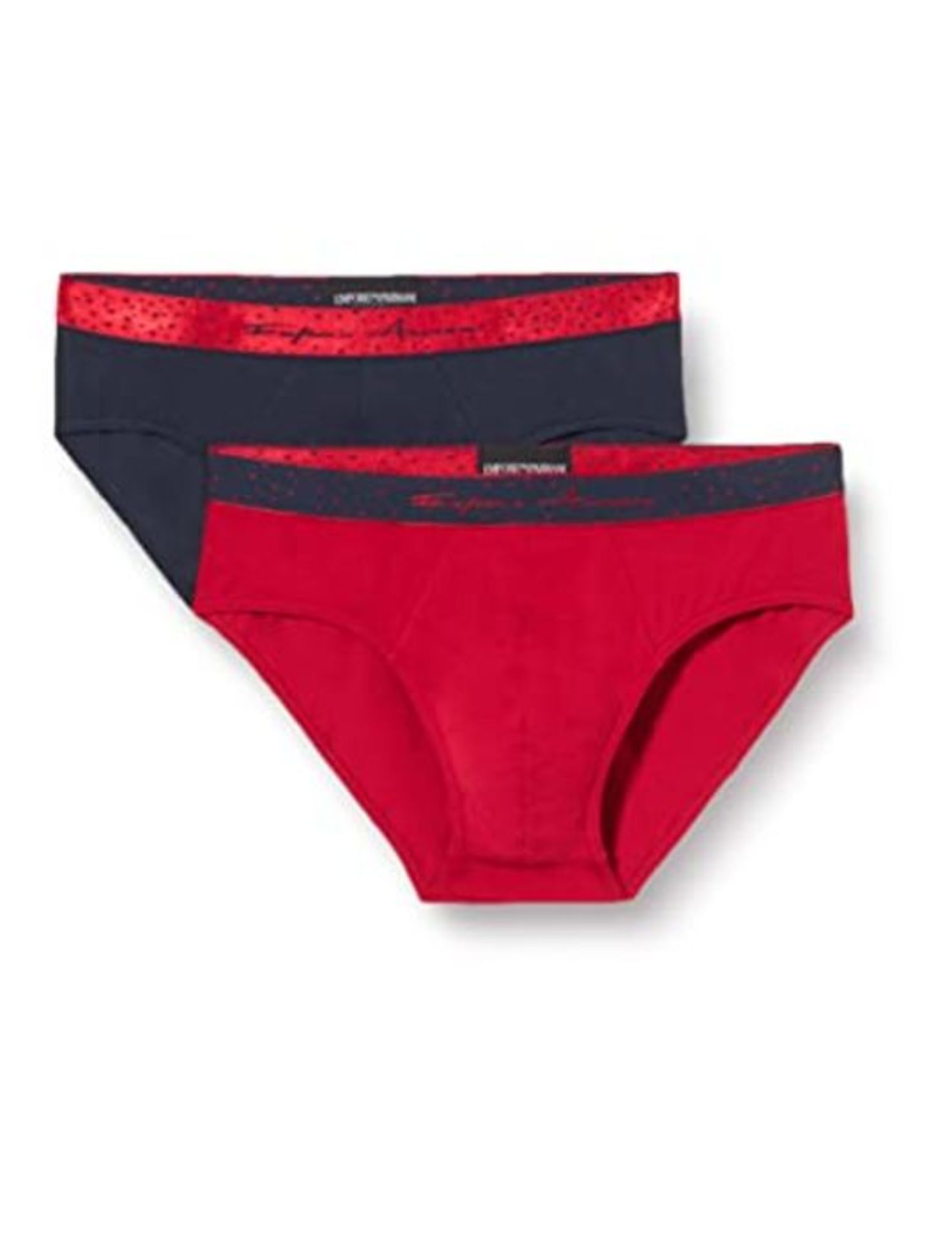 Emporio Armani Men's 2Pack X-Mas Edition Briefs, Navy/Cherry, S (Pack of 2)