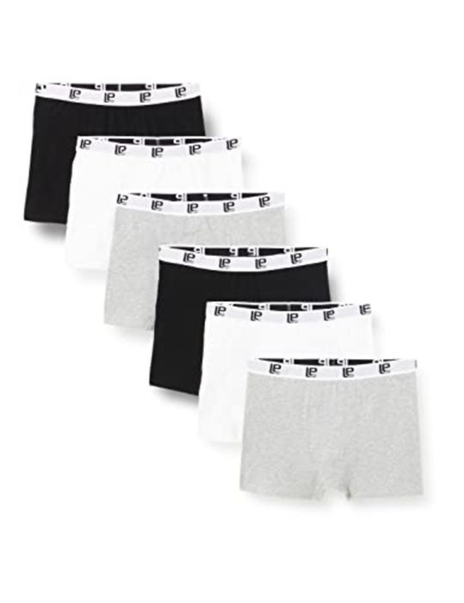 Lower East Men's Retro Boxer Shorts, Black/White/Light Grey (Pack of 6), 3XL