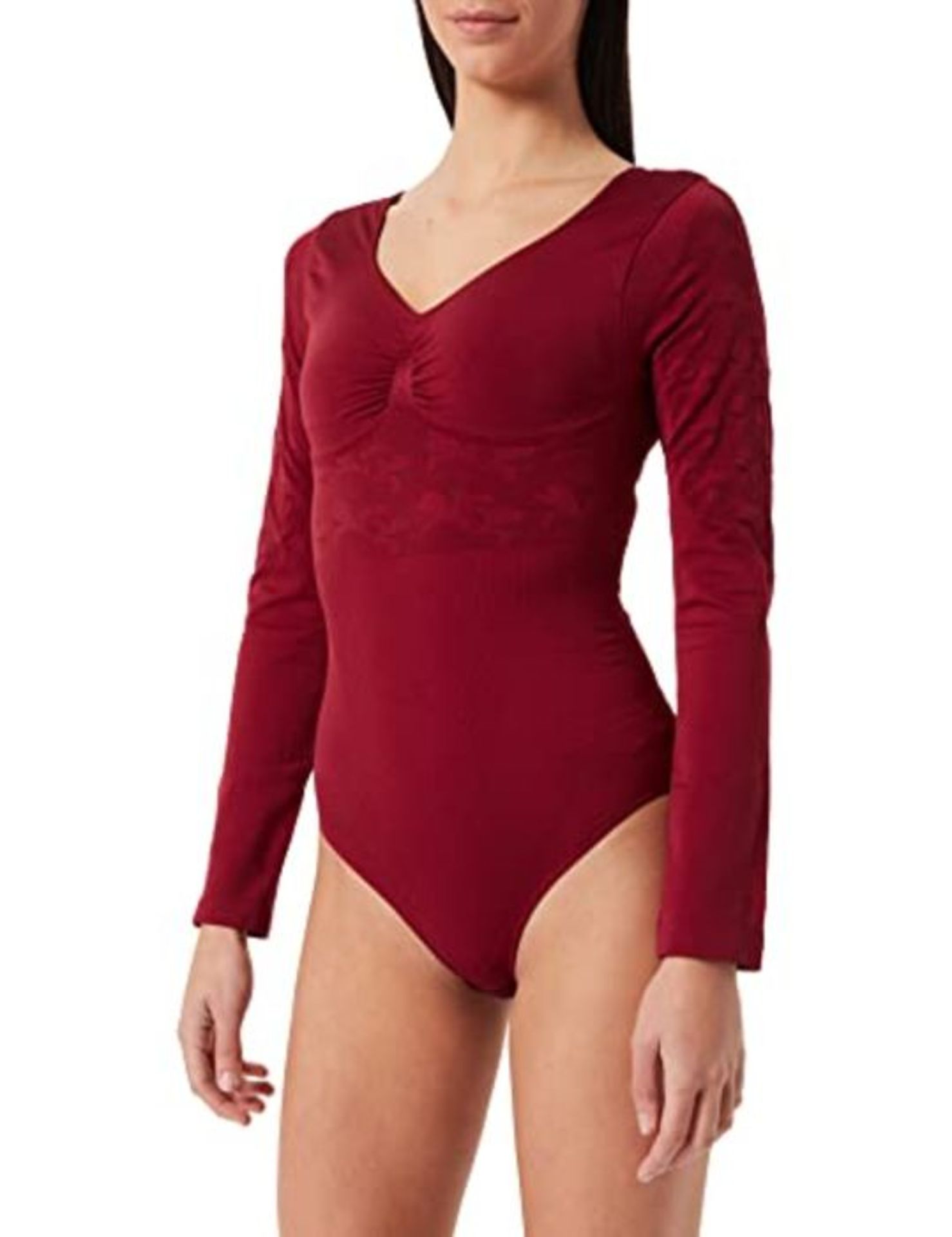 belly cloud Women's Figurformender Langarm Body Shaping Bodysuit, Red (bordeaux 200),