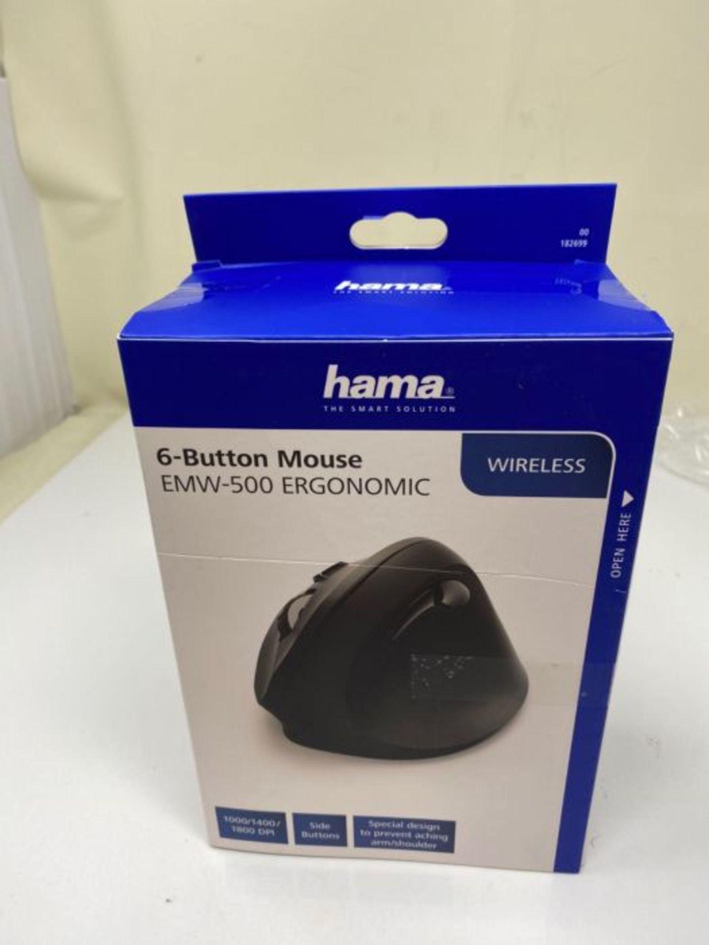 Hama 182699 | 1800 DPI | USB Wireless Ergonomic Mouse | Black - Image 2 of 3
