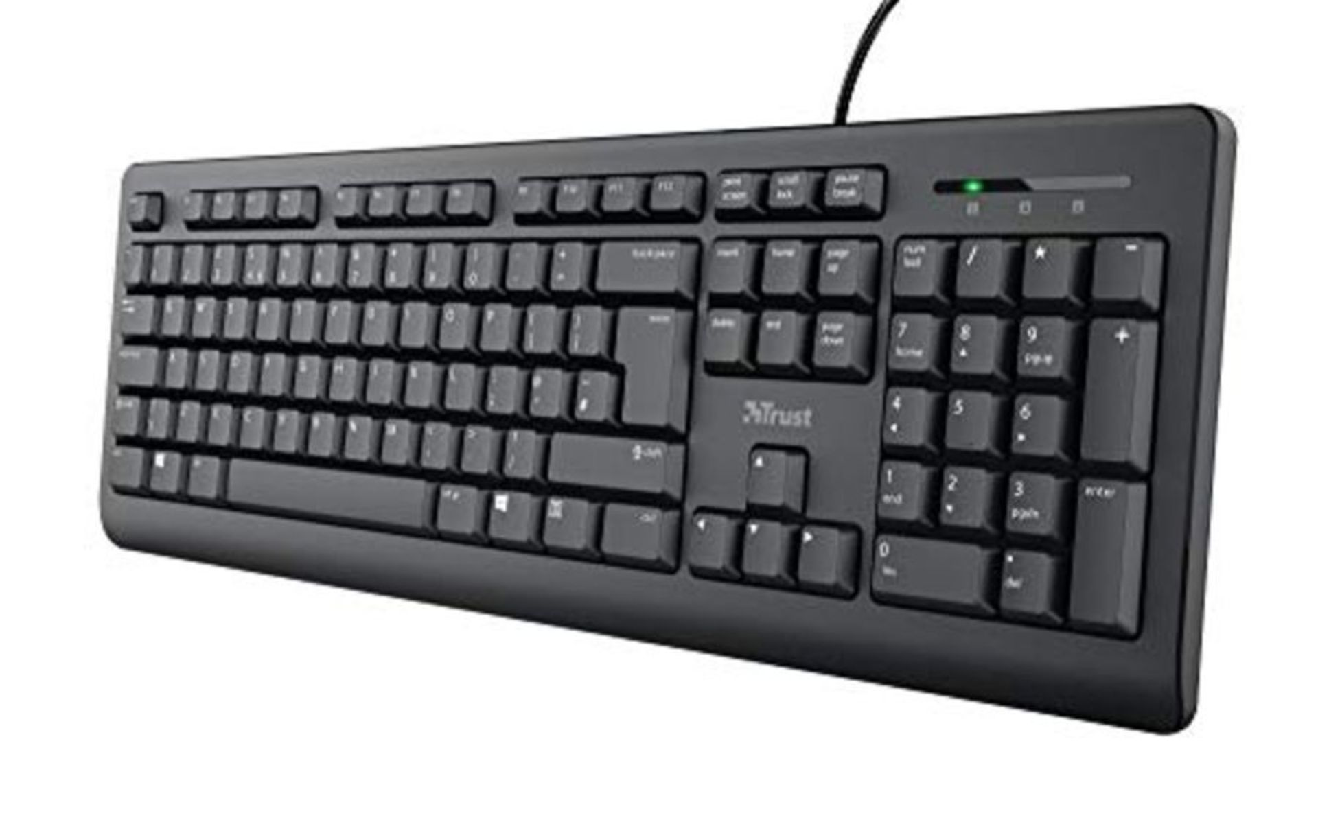 Trust Taro Wired Keyboard - Qwerty UK Layout, Quiet Keys, Full-Size Keyboard, Spill-Re
