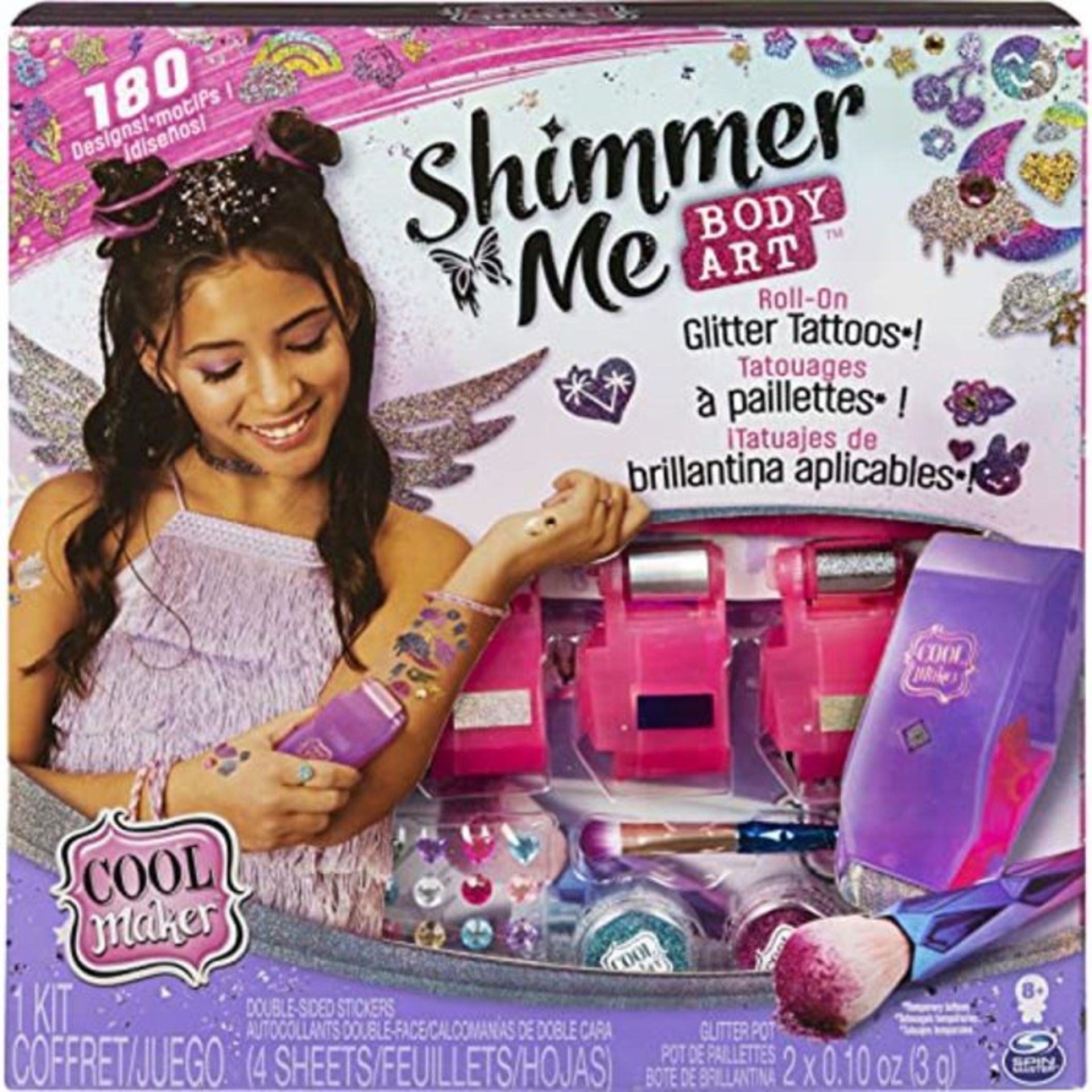 Cool Maker Shimmer Me Body Art with Roller, 4 Metallic Foils and 180 Designs, Temporar