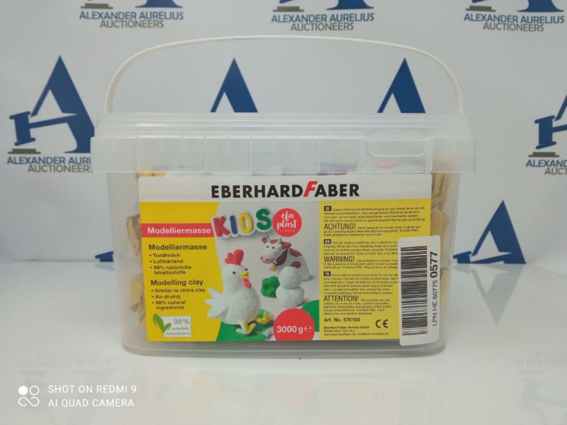 Eberhard Faber 570103 Modelling Clay 3 kg White in Practical Bucket, Air-Hardening, Cl - Image 2 of 3