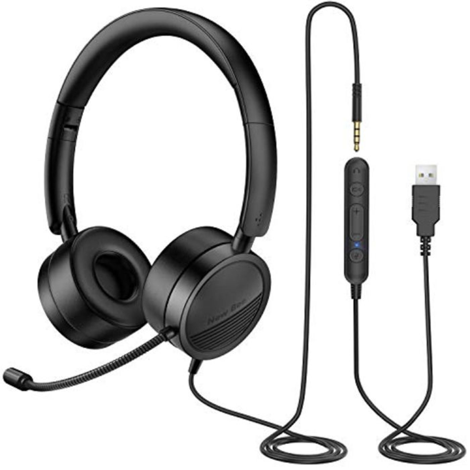 New Bee USB Headsets with Microphone with 3.5mm Jack Noise Cancelling Mic Comfortable