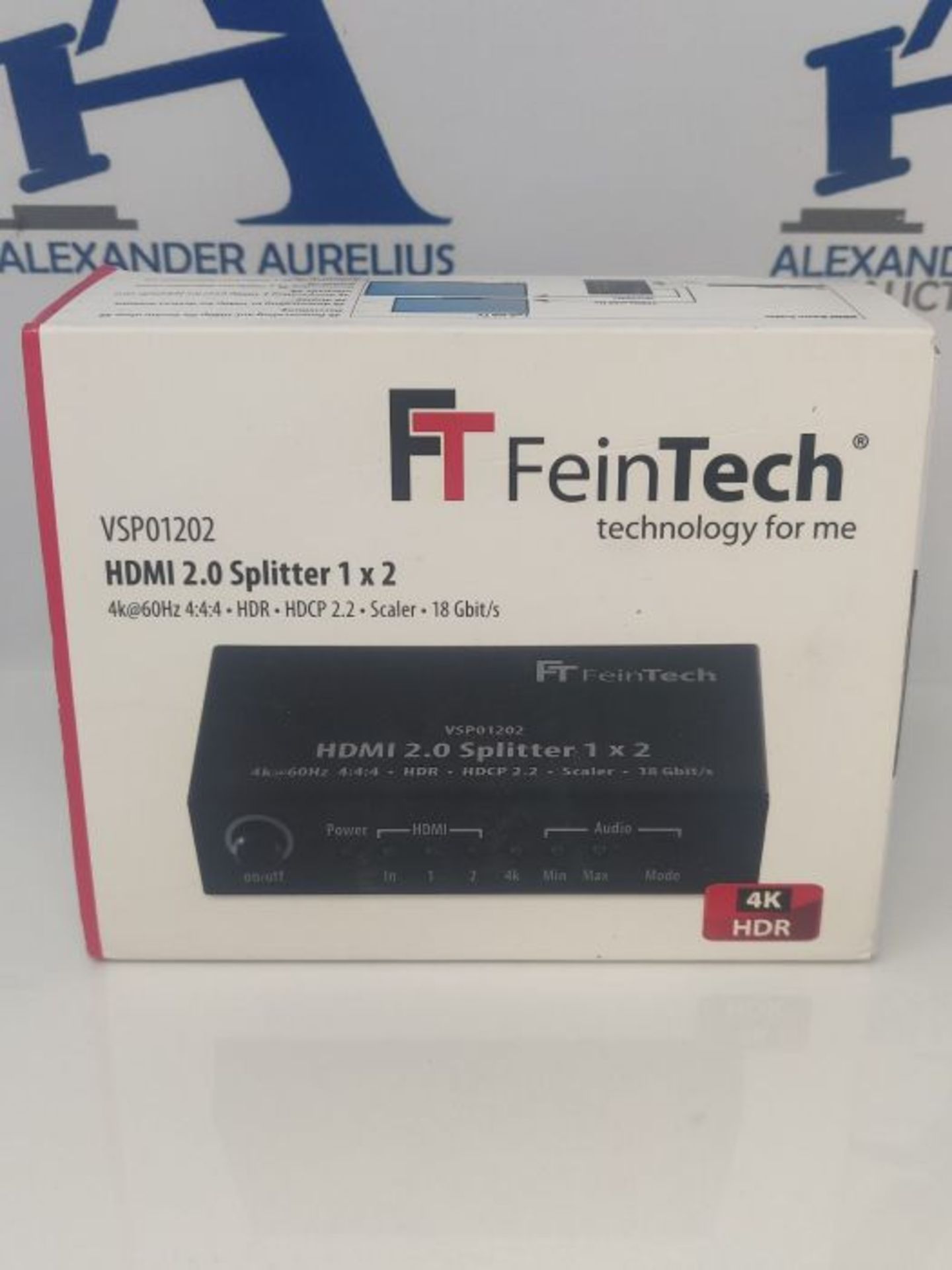 FeinTech VSP01202 Splitter HDMI 2.0 1x2 con 4K HDR Down-Scaler Audio-EDID Nero - Image 2 of 3