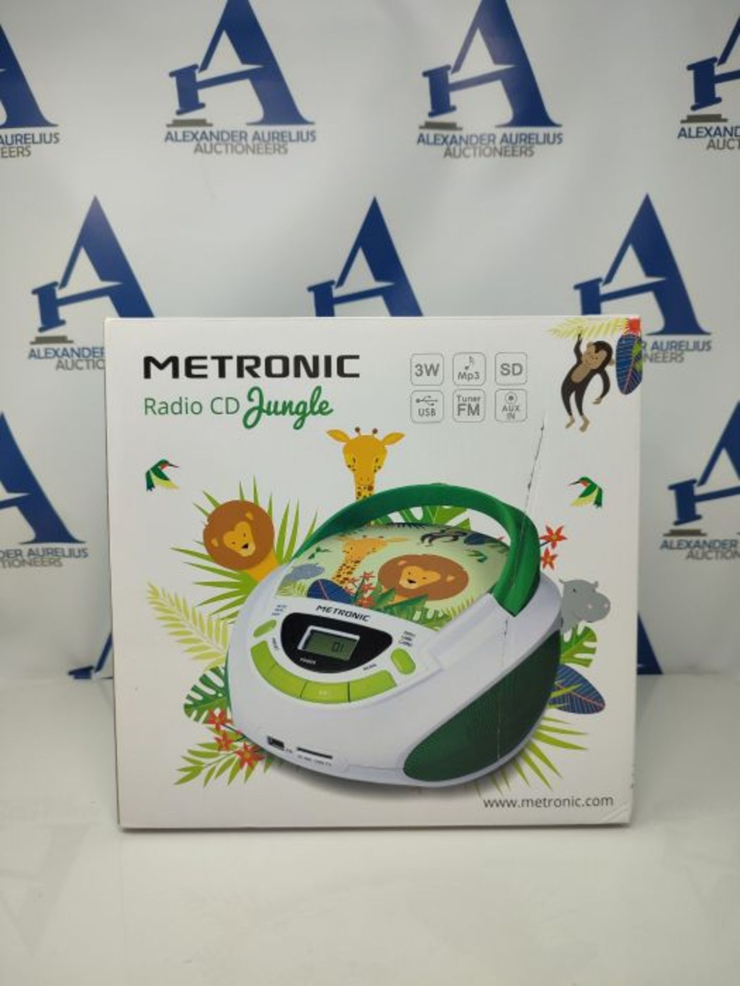 RRP £50.00 Metronic 477144 CD-Player fÃ¼r Kinder, Jungle, mit USB-/AUX-IN-Port GrÃ¼n / WeiÃ? - Image 2 of 3