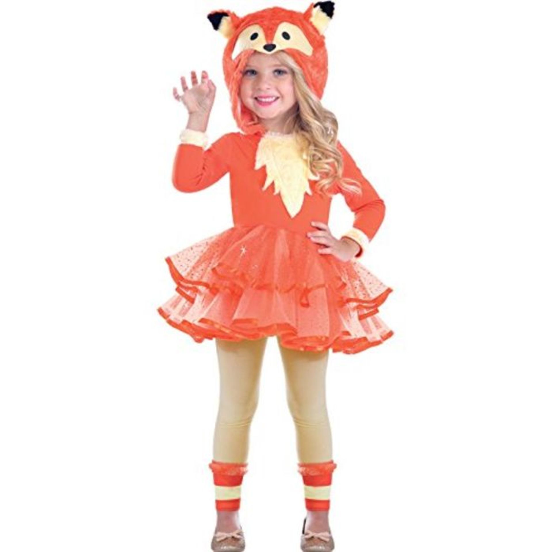 amscan 9903508 Orange Fox Hooded Dress with Leg Warmers - Age 3-4 Years - 1 PC