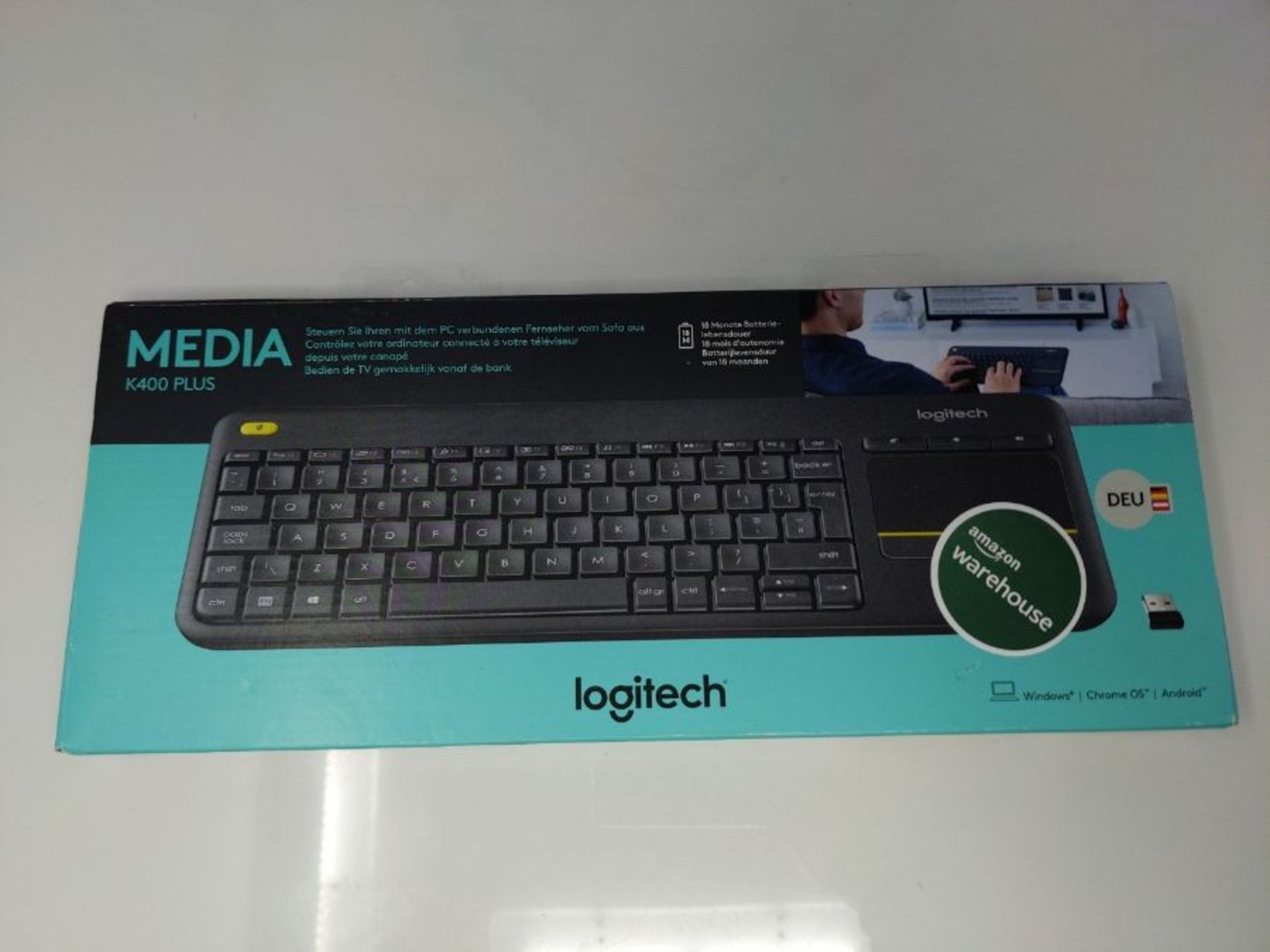 Logitech K400 Plus Wireless Touch TV Keyboard With Easy Media Control and Built-in Tou - Image 2 of 3