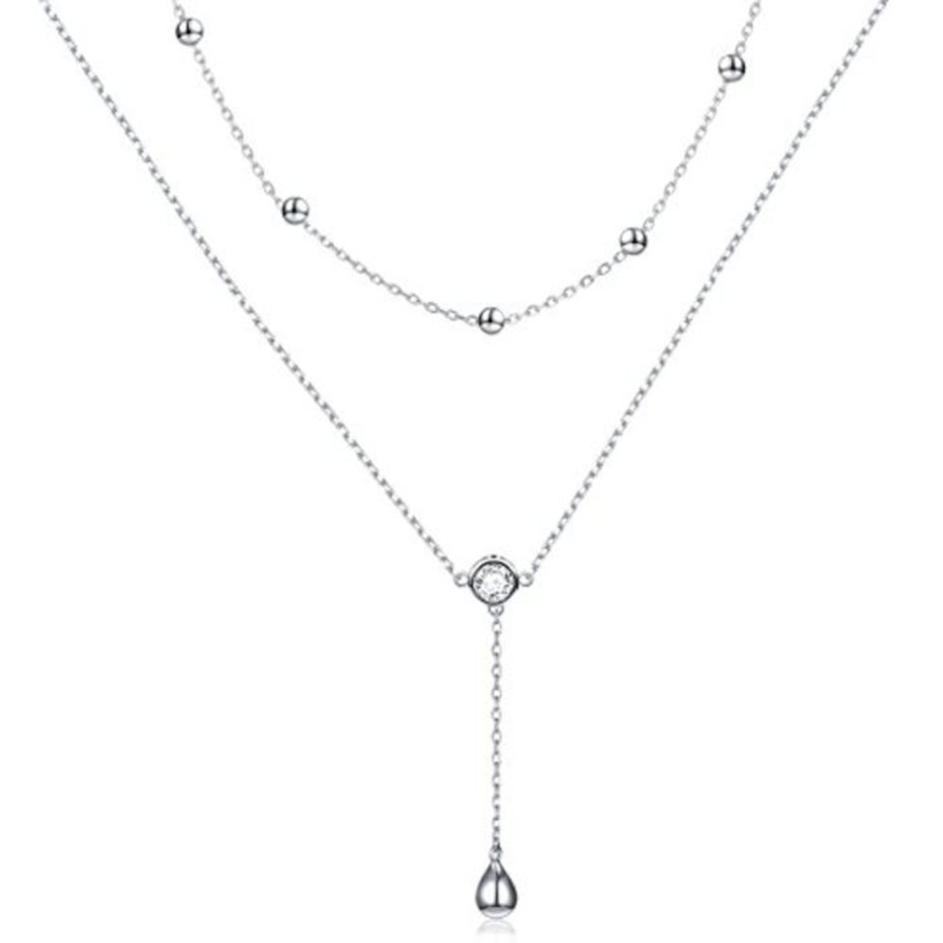 DAOCHONG Sterling Silber Teardrop Double Layered Halskette Y Kette Halskette für Frau