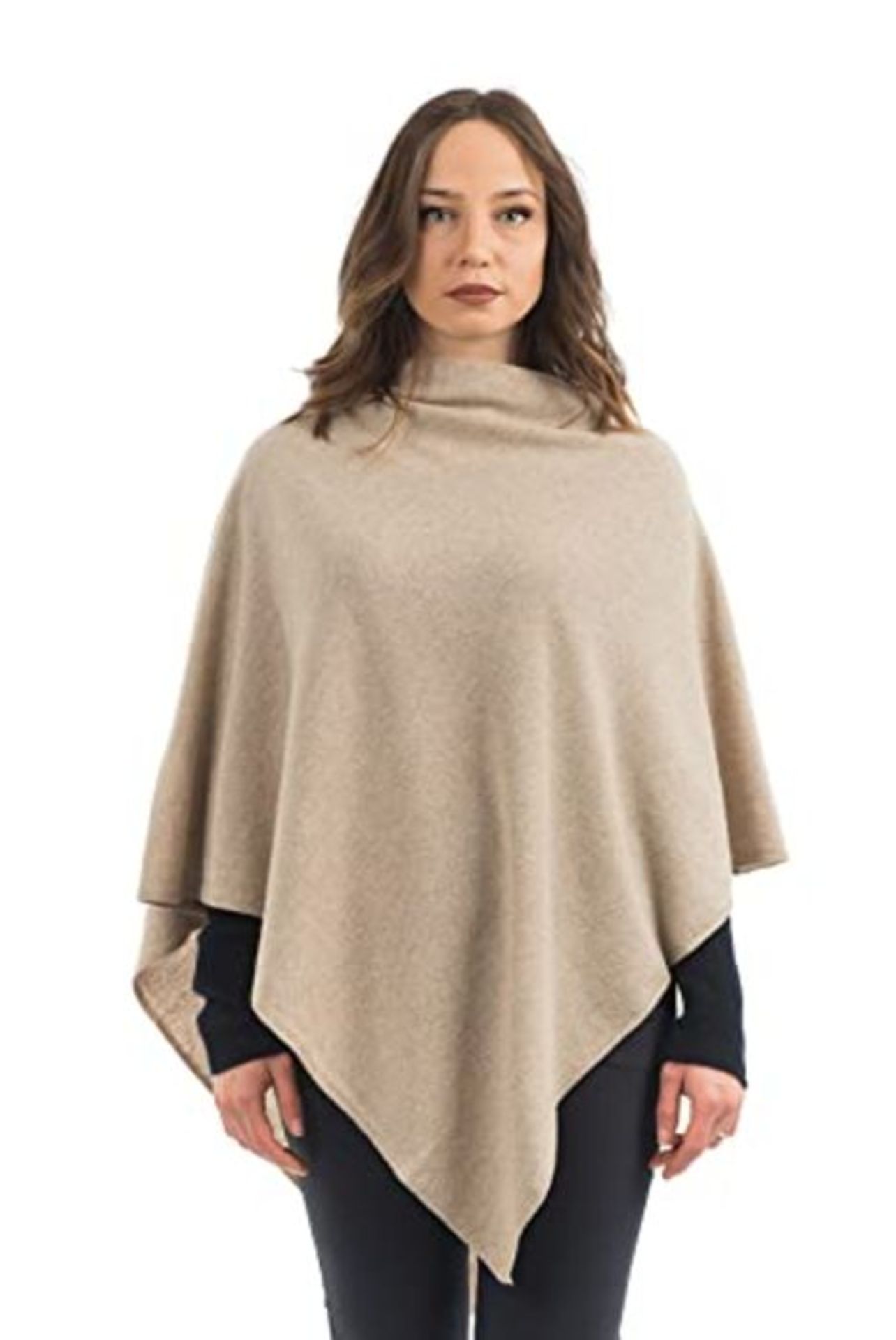 DALLE PIANE CASHMERE - Poncho Cashmere Blend - Woman, Color: Beige, One Size