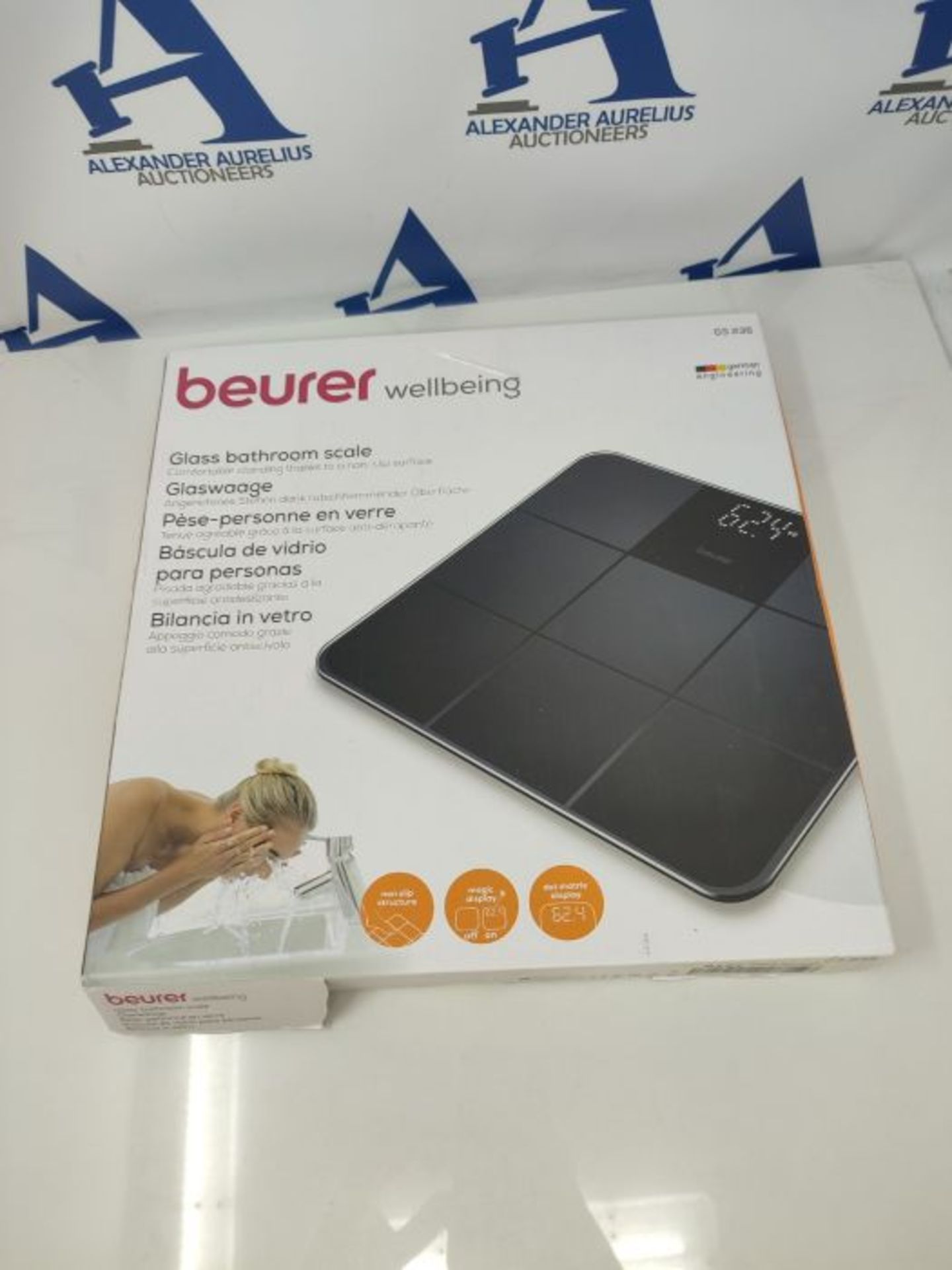 Beurer GS235 Bathroom Scale with Sleek Non-Slip Tile Effect Surface - Image 2 of 3