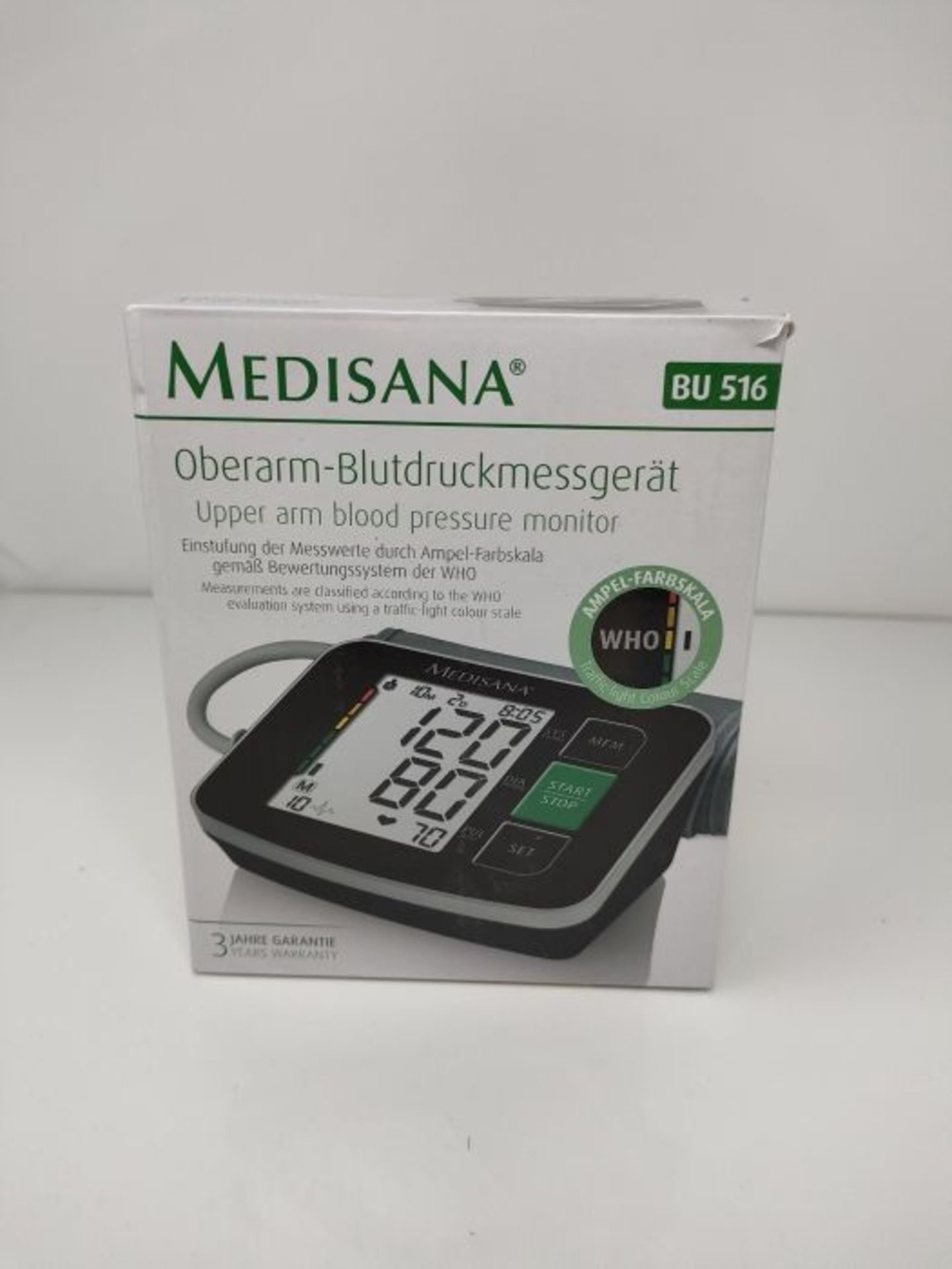 Medisana BU 516 Digital Upper Arm Blood Pressure Monitor in Black - Home Use Heartbeat - Image 2 of 3