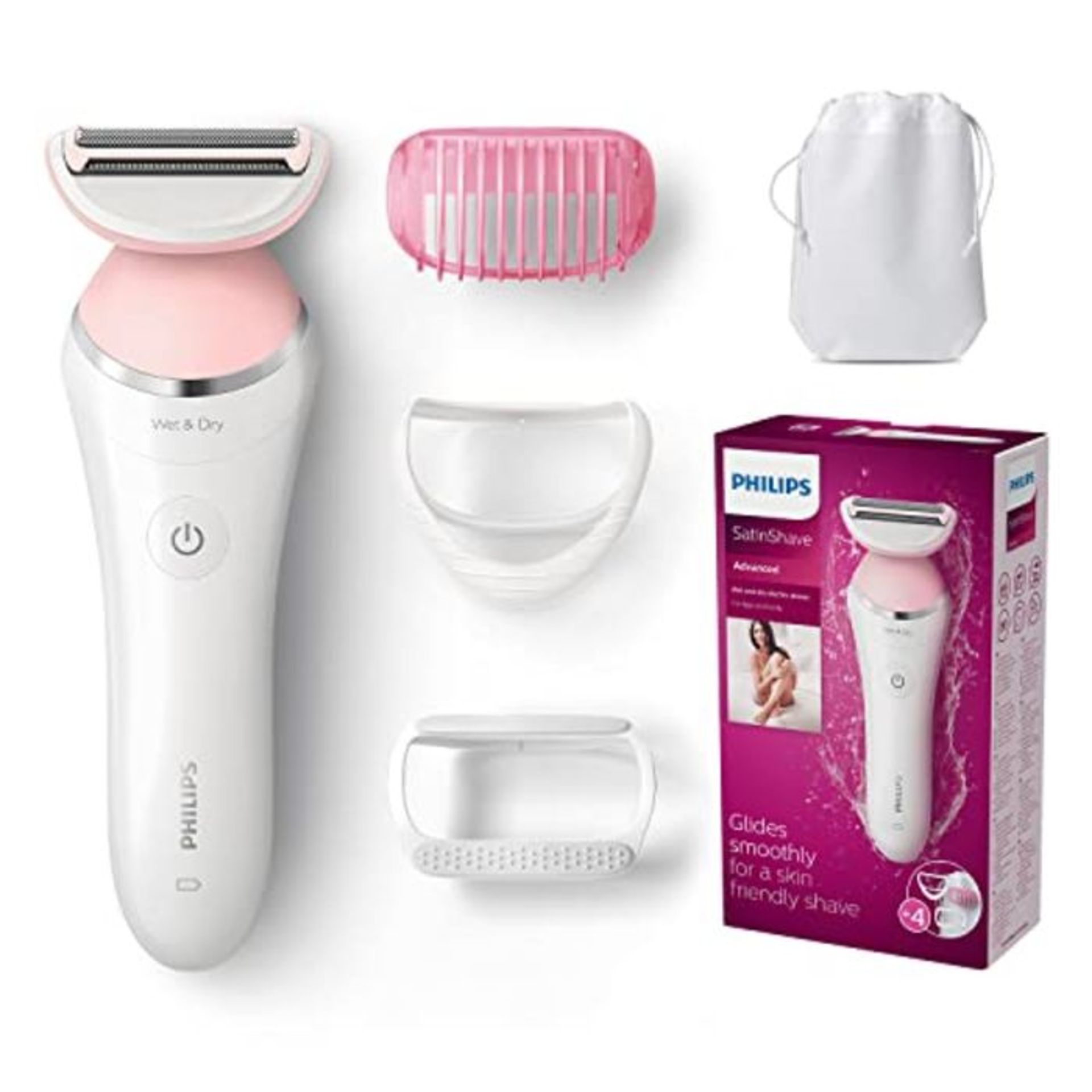 Philips SatinShave Advanced Wet and Dry Rechargeable Lady Shaver, Cordless Electric Ra