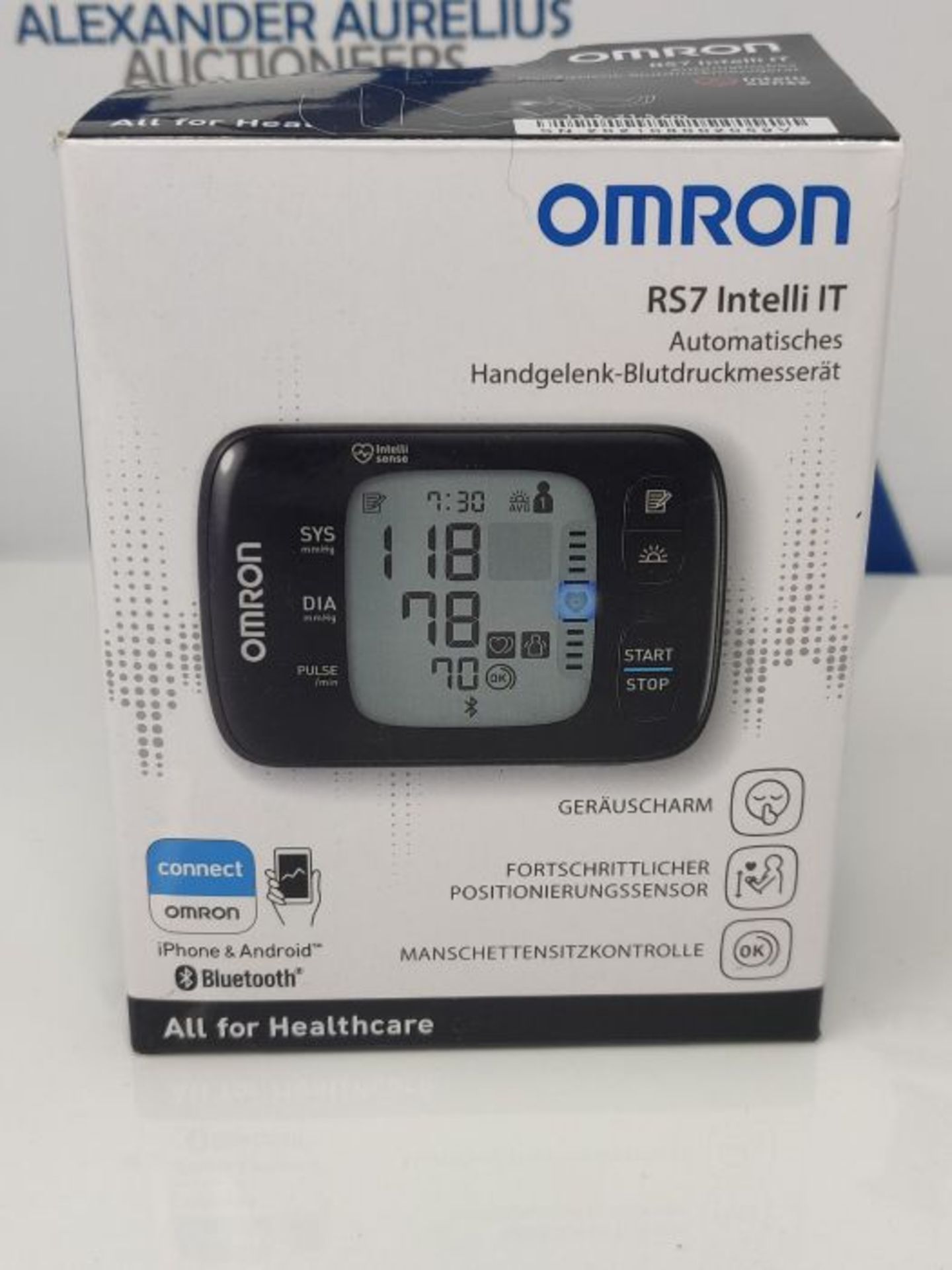 RRP £50.00 Omron RS7 Intelli IT Wrist Blood Pressure Monitor with Bluetooth pairing capabilities, - Image 2 of 3