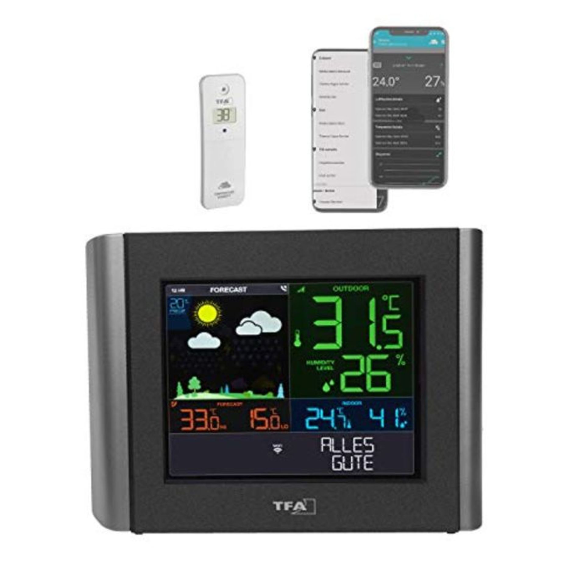 RRP £73.00 TFA Dostmann VIEW METEO Black Battery Wi-Fi