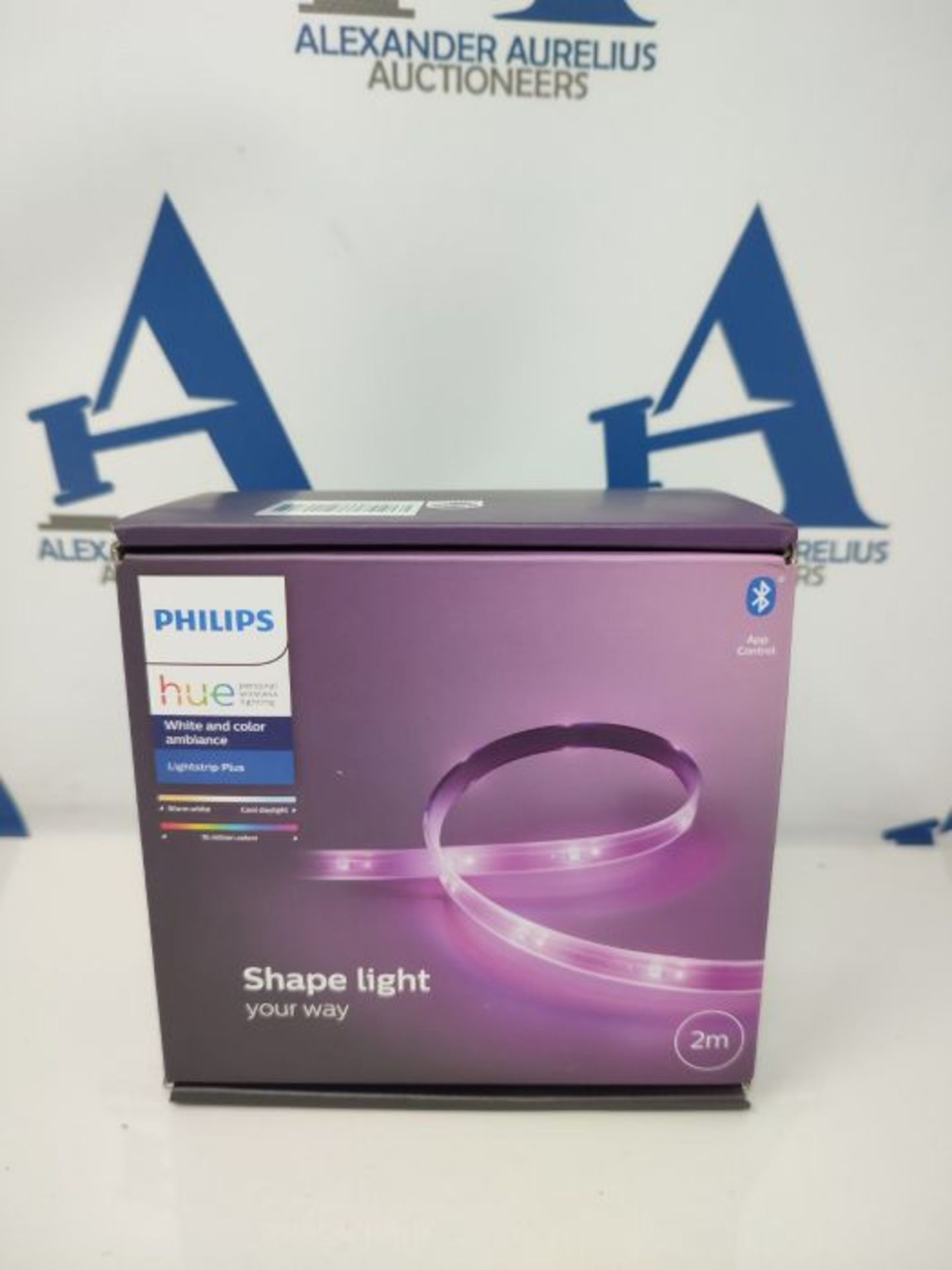 RRP £66.00 Philips Hue Lightstrip Plus v4 [2 m] White and Colour Ambiance Smart LED Kit with Blue - Image 2 of 3