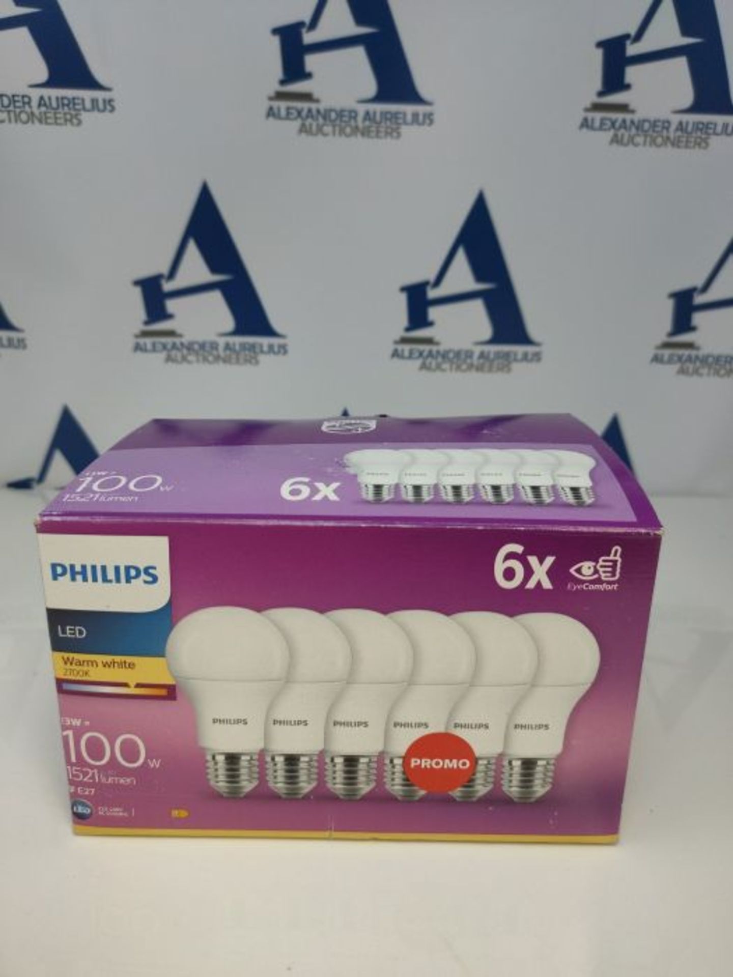 Philips LED A60 6 Pack Frosted Light Bulbs [E27 Edison Screw] 13W - 100 W Equivalent, - Image 2 of 3