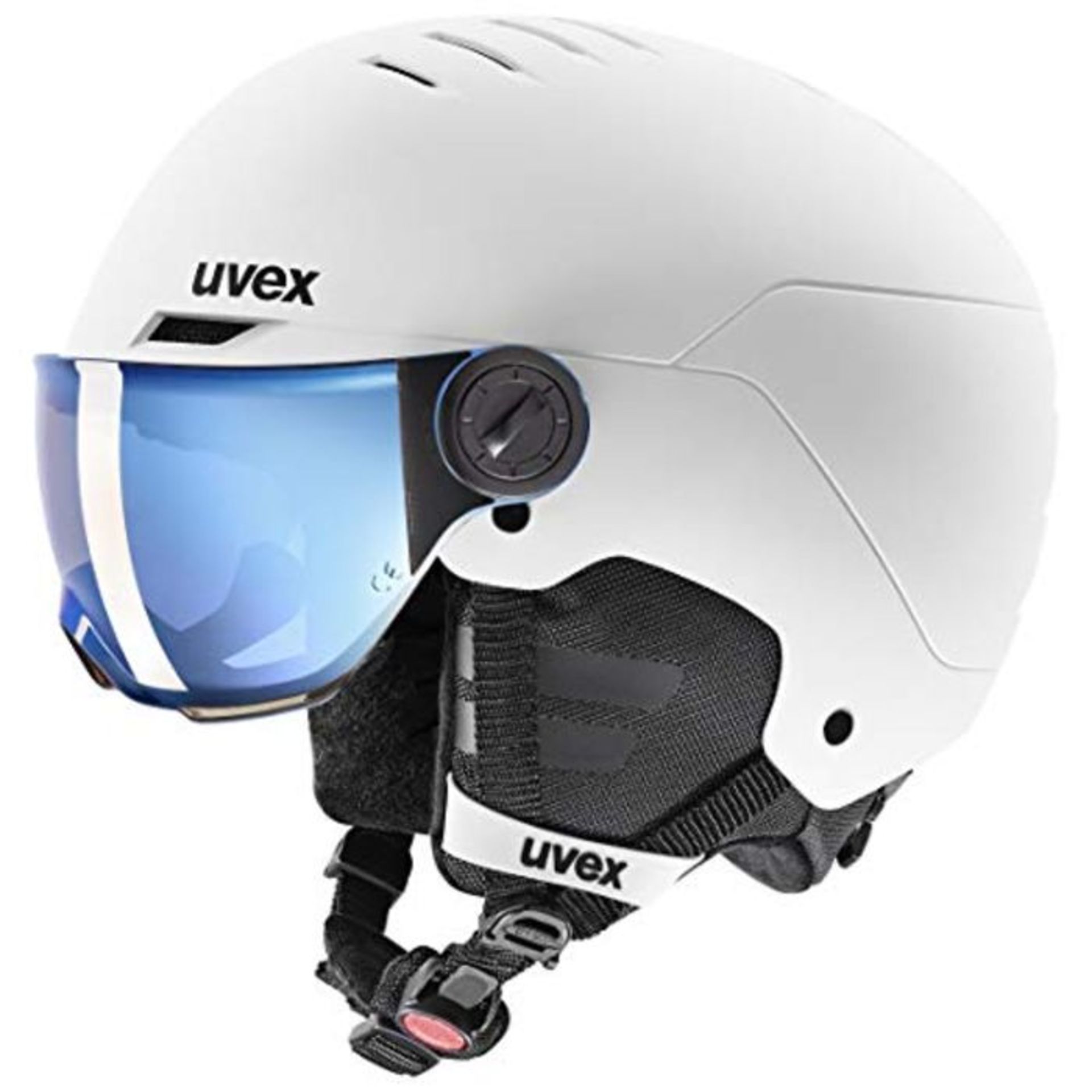 RRP £87.00 Uvex Unisex-Youth Rocket jr Visor ski Helmet, White-Black mat, 54-58 cm