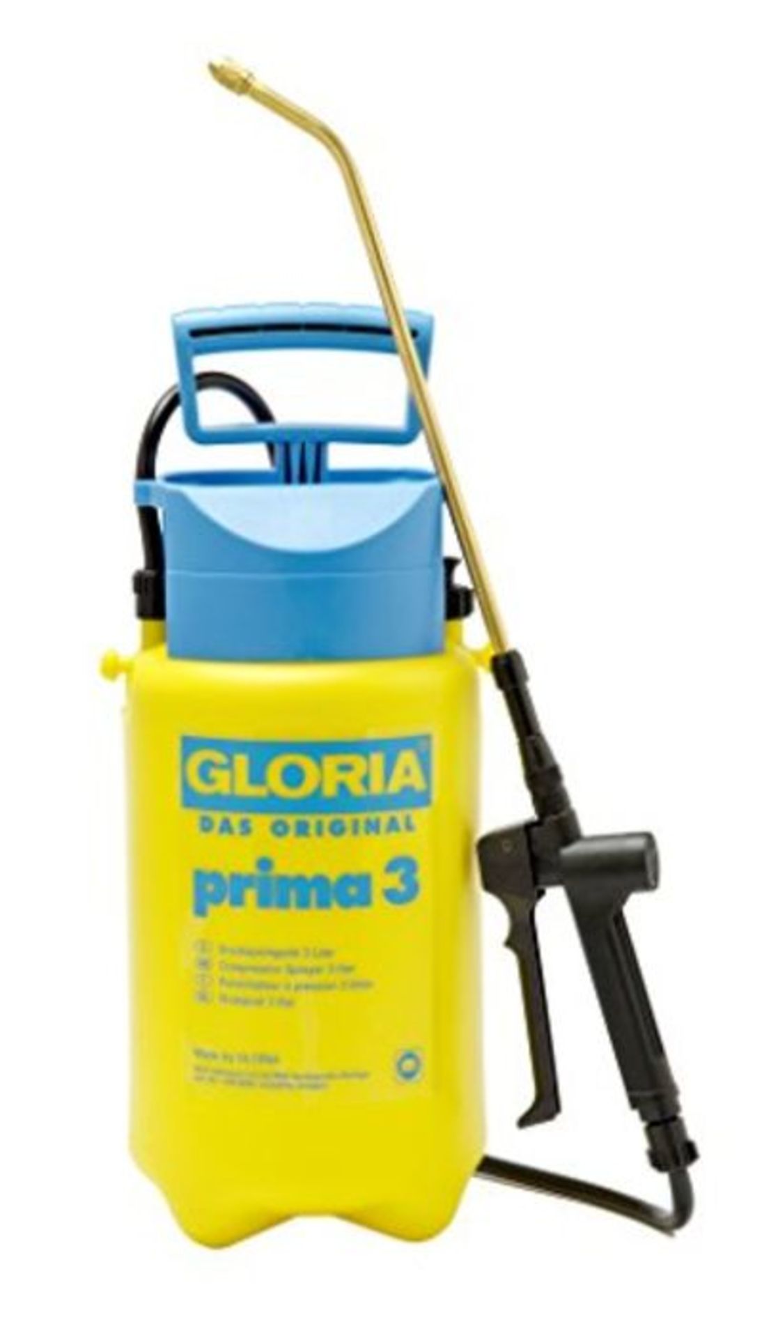 GLORIA Prima 3 Pressure Sprayer | Garden Sprayer | 3 Litre Capacity | Adjustable Brass