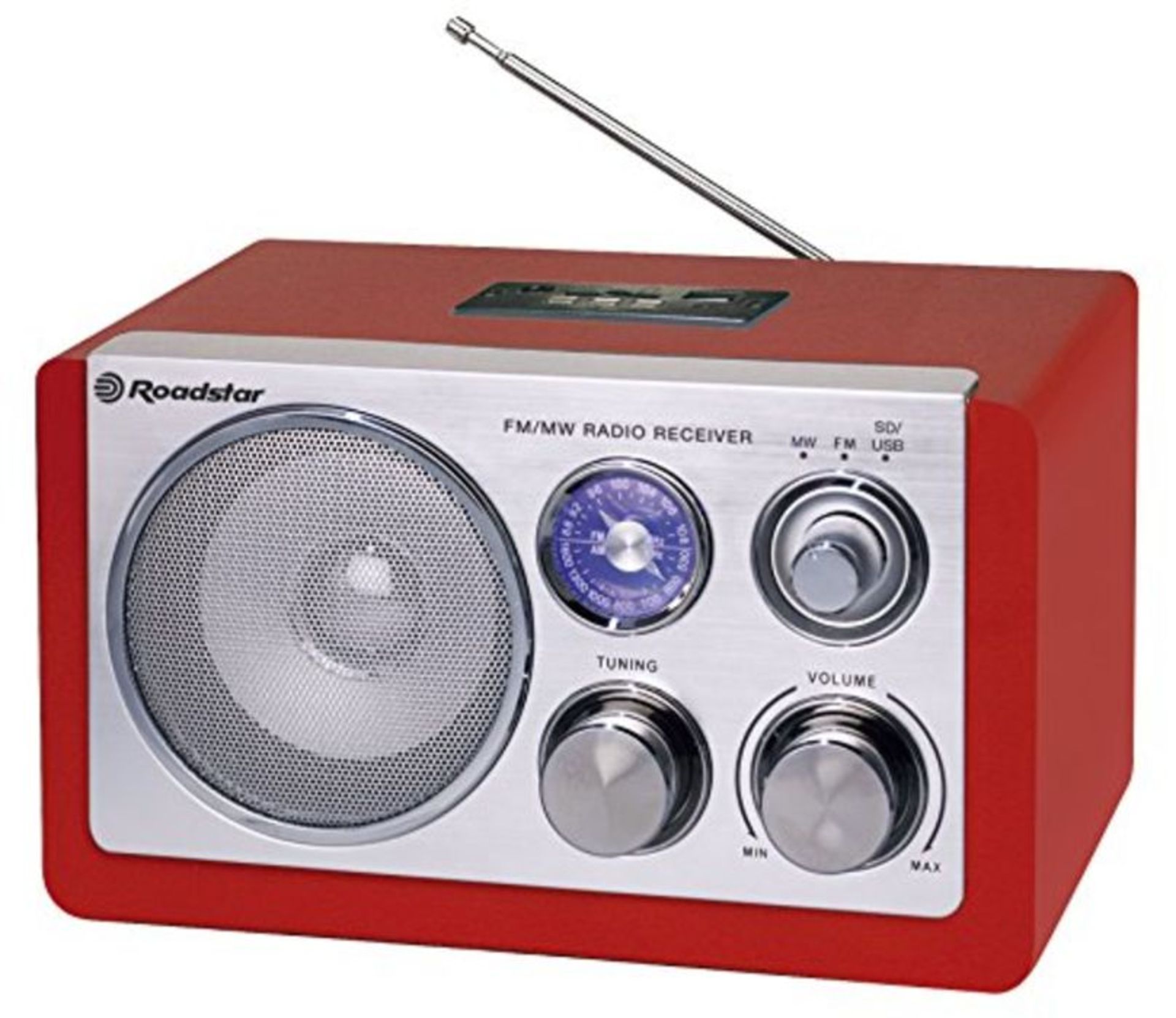 RED Roadstar HRA 1325US Retro Design Radio with USB/SD Slot/MP3)