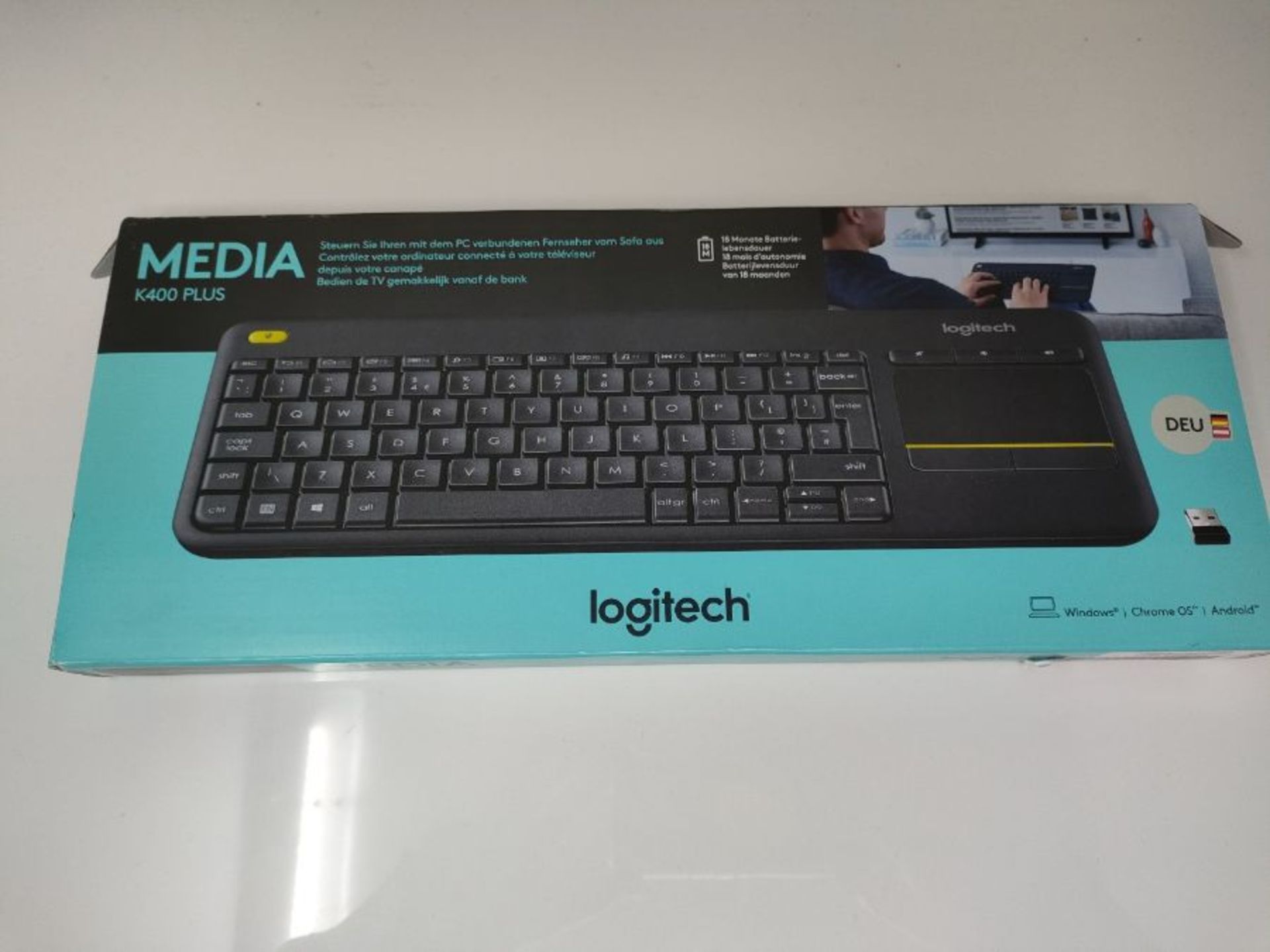 Logitech K400 Plus Kabellose Touch-TV-Tastatur mit integriertem Touchpad, HTPC-Tastatu - Image 2 of 3