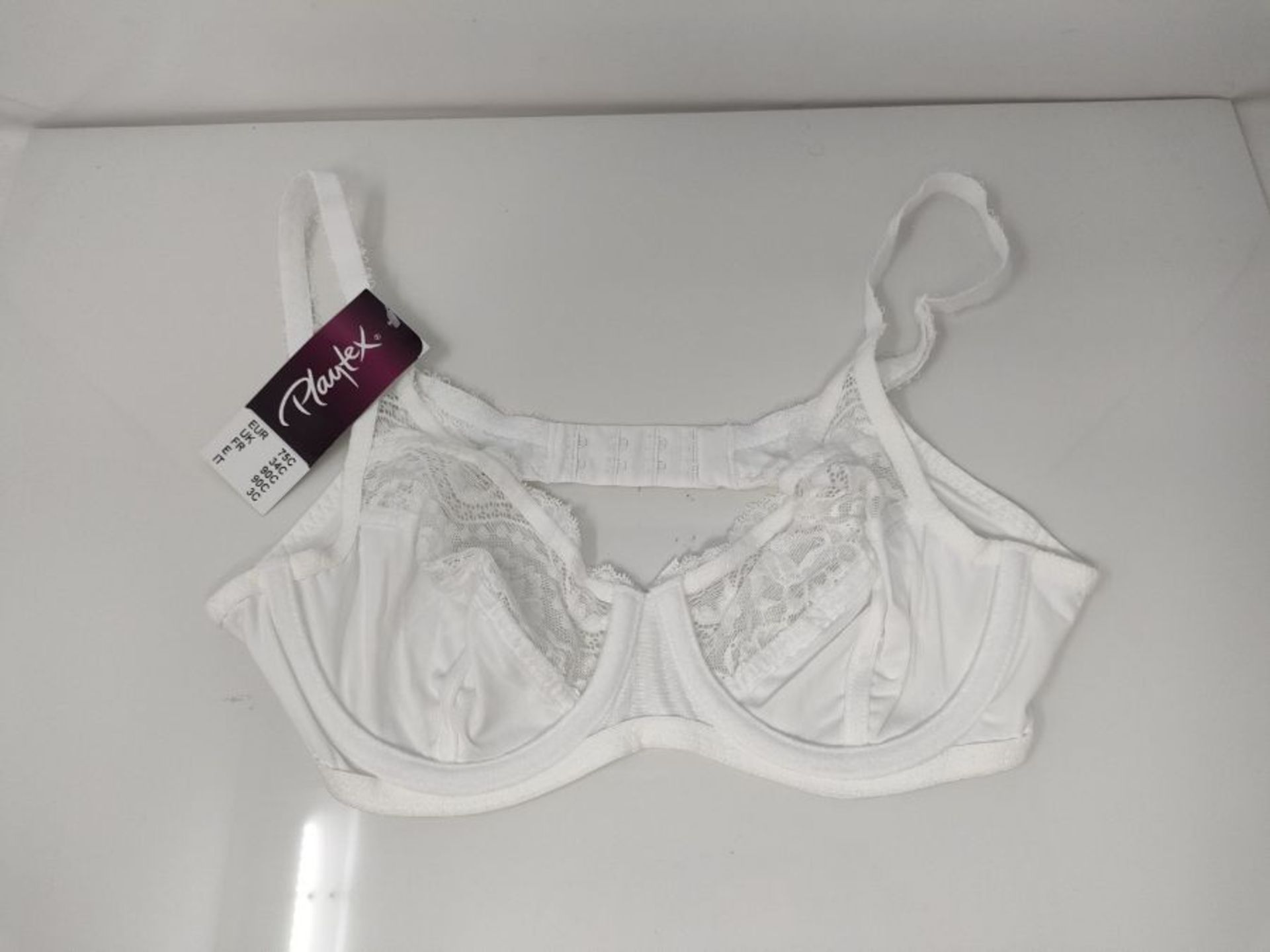 Playtex Women's Flower Elegance Micro Lace Underwired Non-padded wired Bra, White (Bla - Image 2 of 3