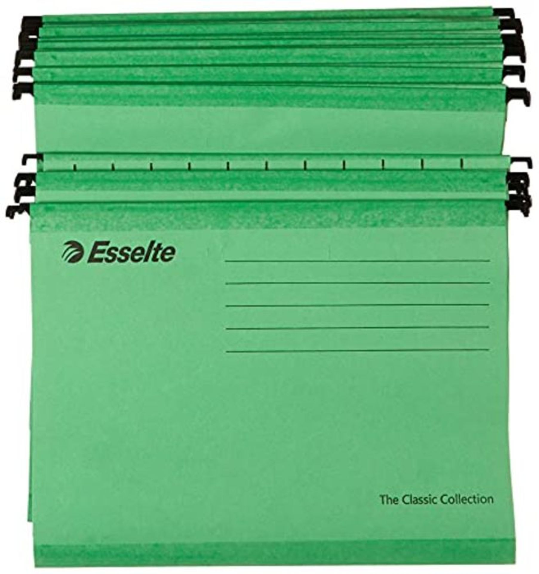 Esselte 90318 Classic Reinforced Suspension File, A4, Tabs Included, Green, Pack of 25