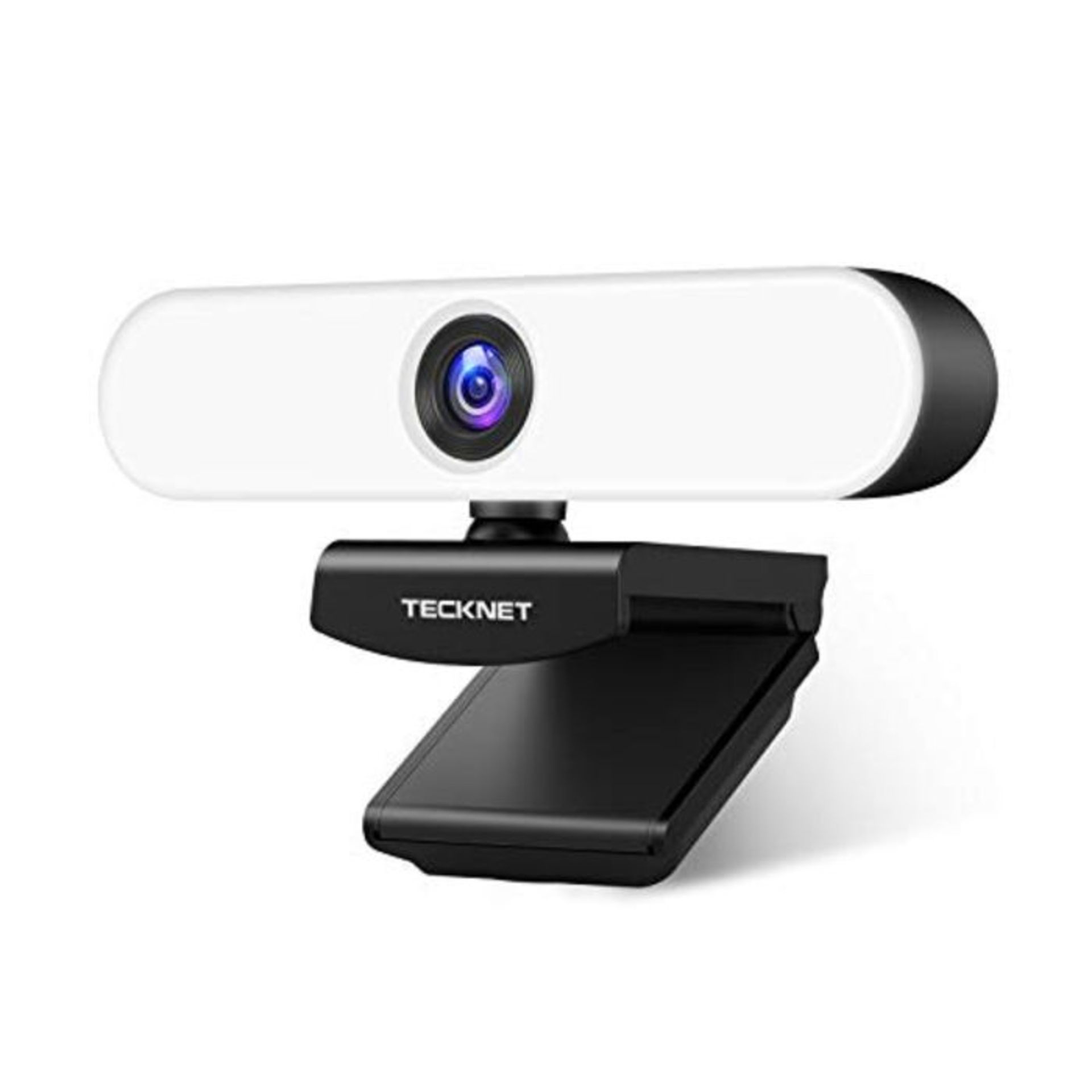 TECKNET Webcam FHD 1080P Ringlicht Webkamera mit Dual Mikrofon, PC Kamera mit 3-stufig