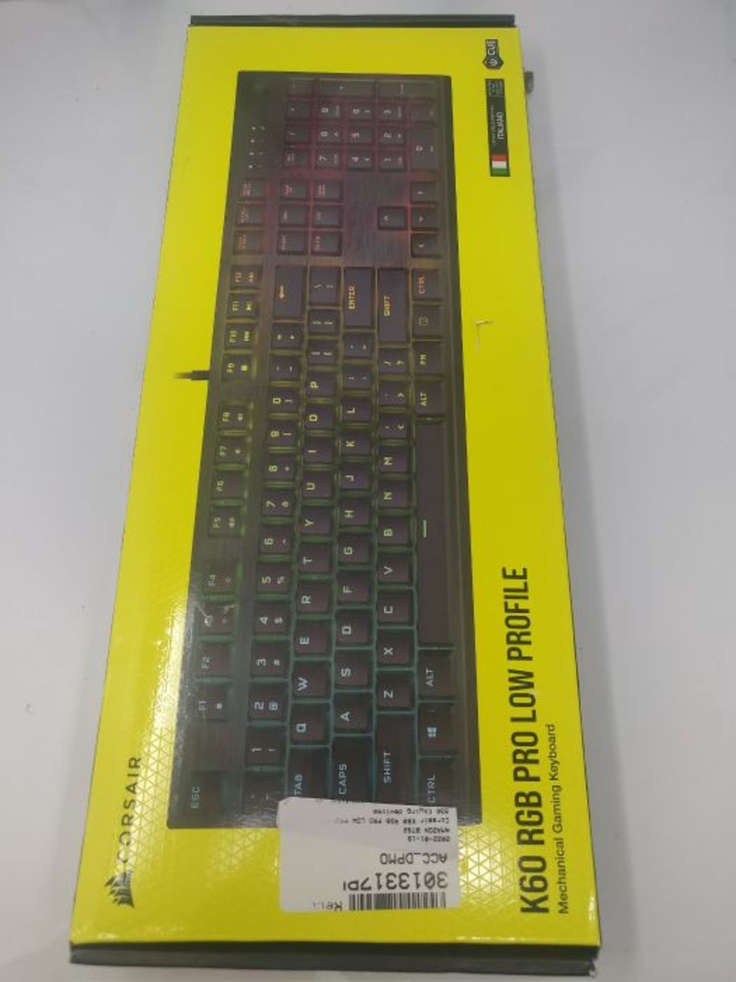 RRP £128.00 [INCOMPLETE] CORSAIR K60 PRO RGB TASTIERA MECCANICA MX LOW PROFILE SPEED USB LAYOUT IT - Image 2 of 3