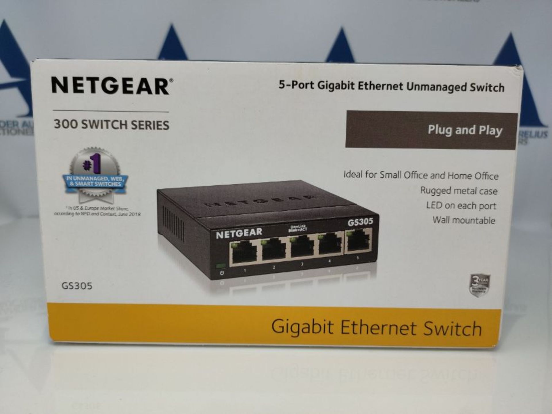 NETGEAR Switch EthernetÂ 5 Porte Gigabit Unmanaged GS305, Hub di Rete Domestica, Swi - Image 2 of 3