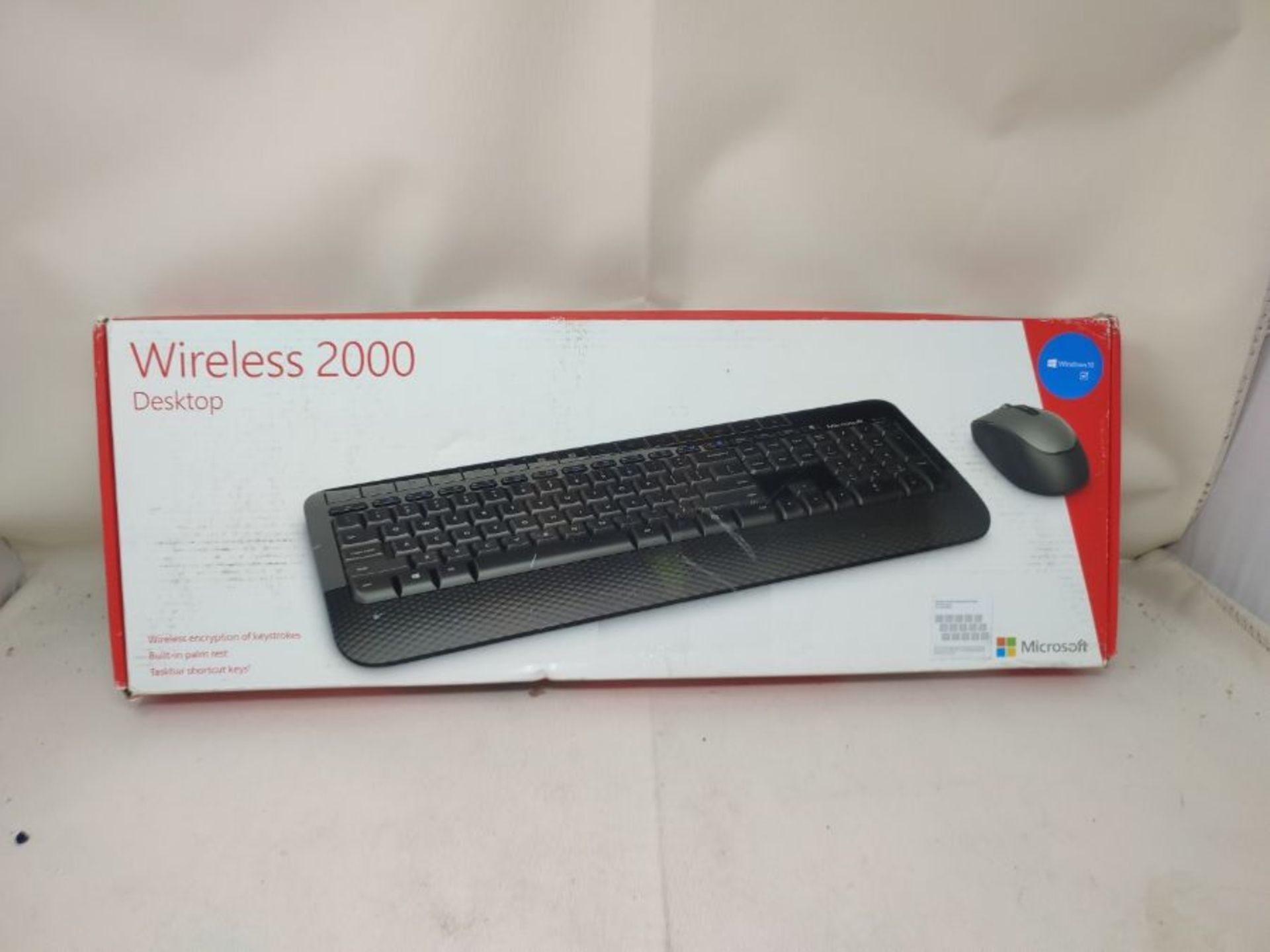RRP £68.00 Microsoft Wireless Desktop 2000 Keyboard and Mouse Set, UK Layout - Black - Image 2 of 3
