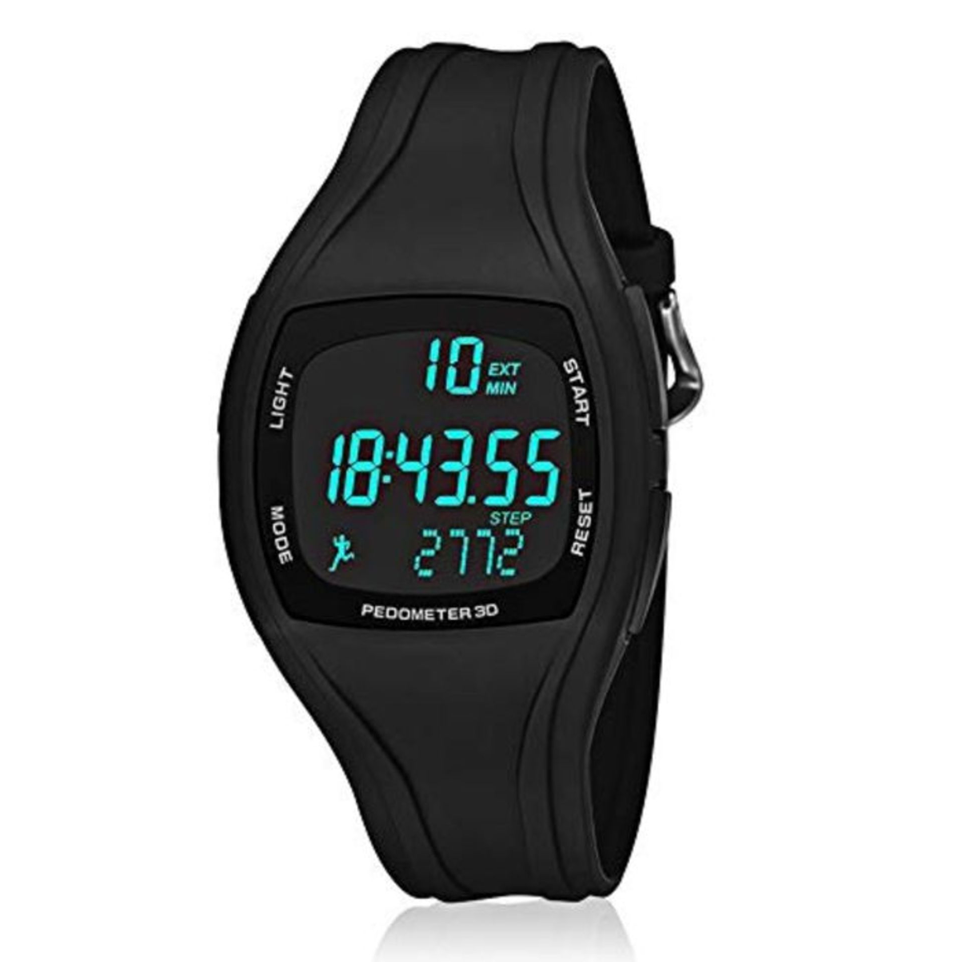 Pedometer Watch for Kids, Unisex Digital Sports Watch with Stopwatch/El Backlight/Coun