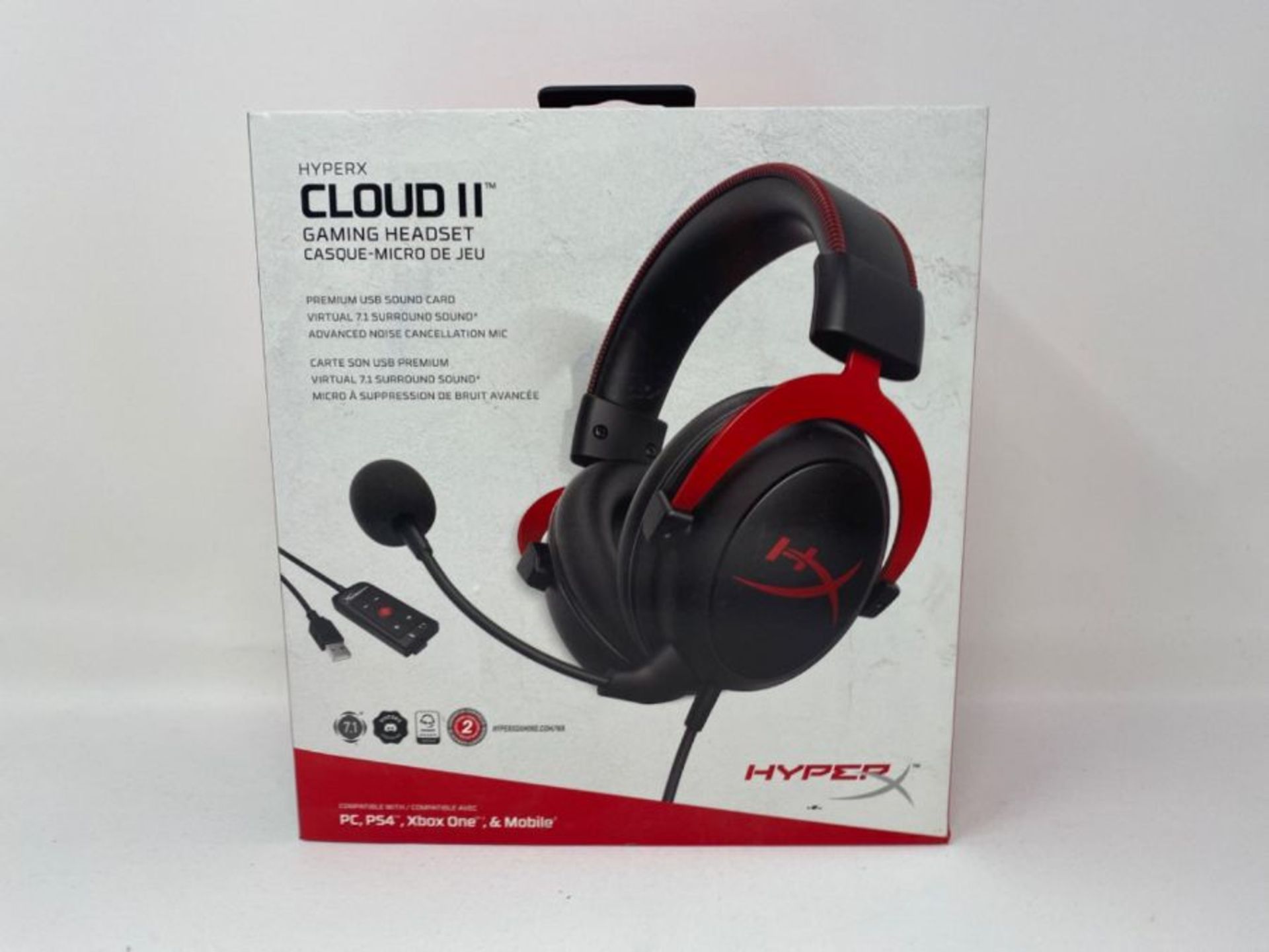 RRP £75.00 HyperX Cloud II 7.1 Virtual Surround Sound Gaming Headset with Advanced USB Audio Cont - Image 2 of 3