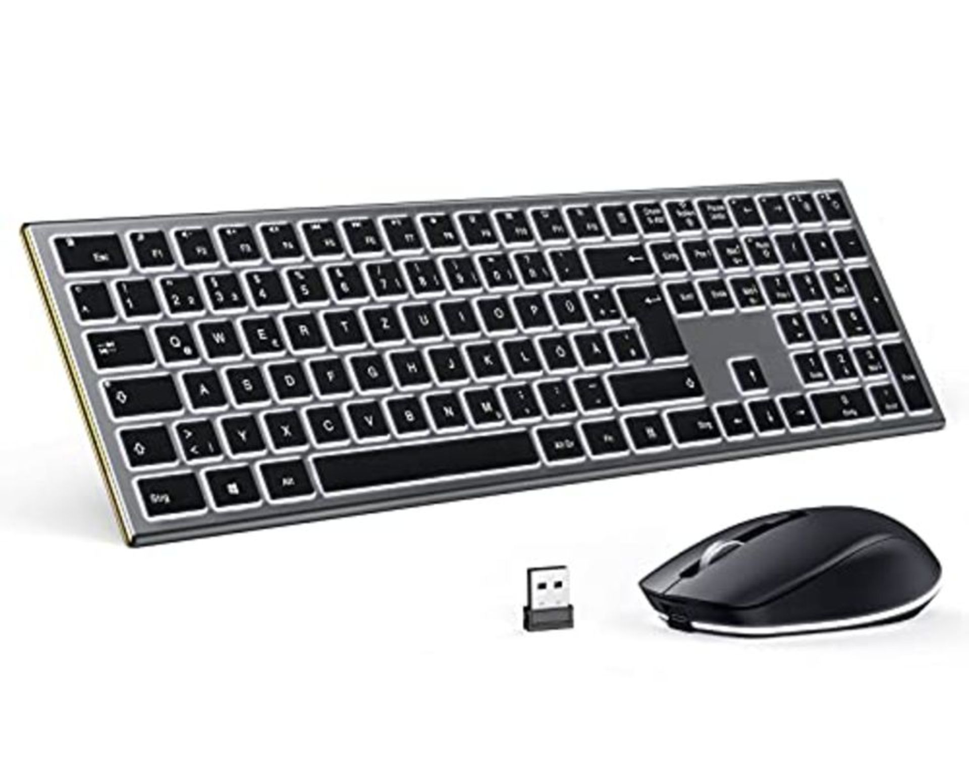 seenda Illuminated Keyboard Mouse Set Wireless 2.4G Rechargeable Wireless Keyboard wit