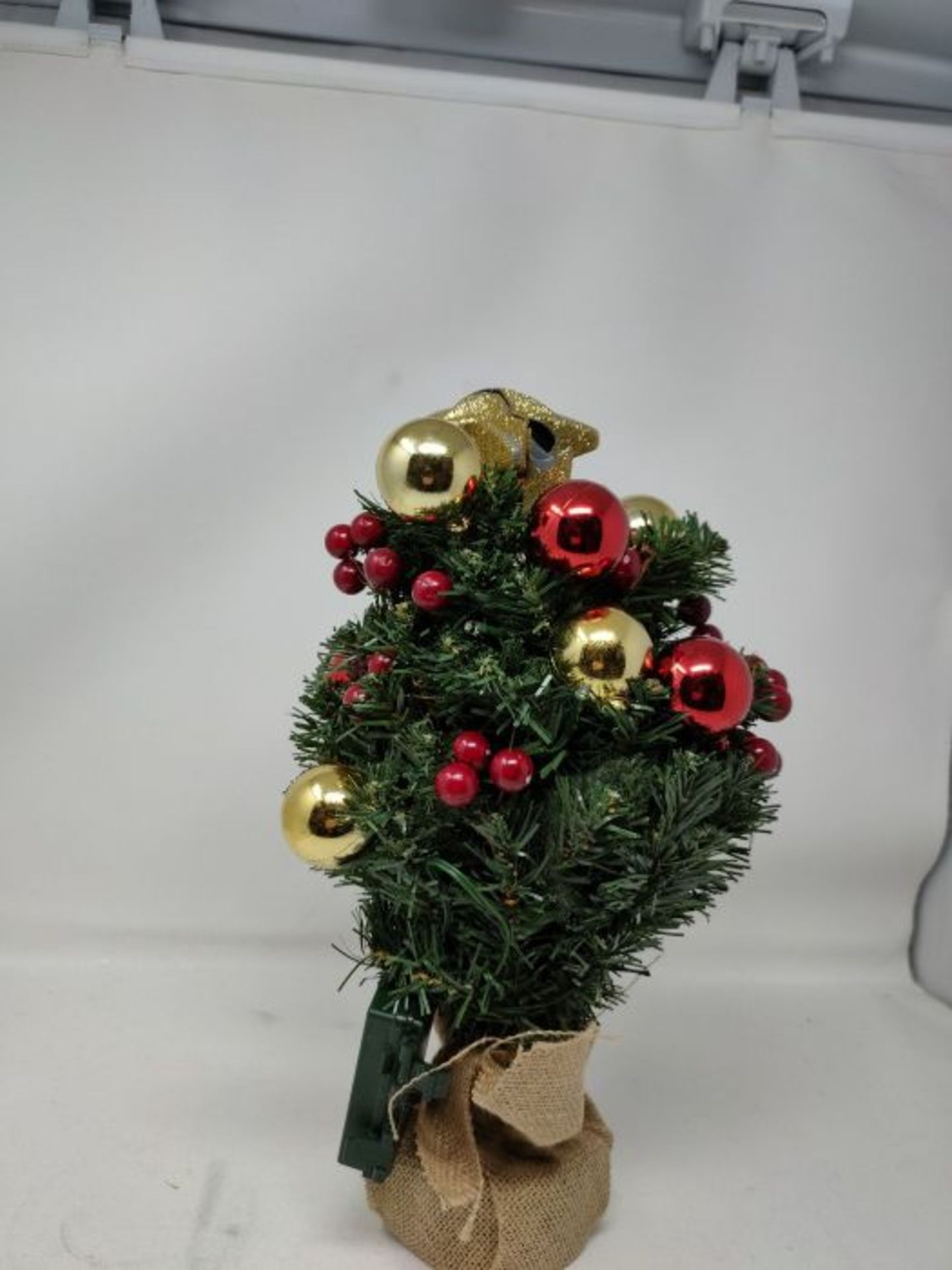 Yorbay Small Christmas Tree with 20 LED Light Baubles Star Topper 40cm Battery Mini Ar - Image 2 of 2