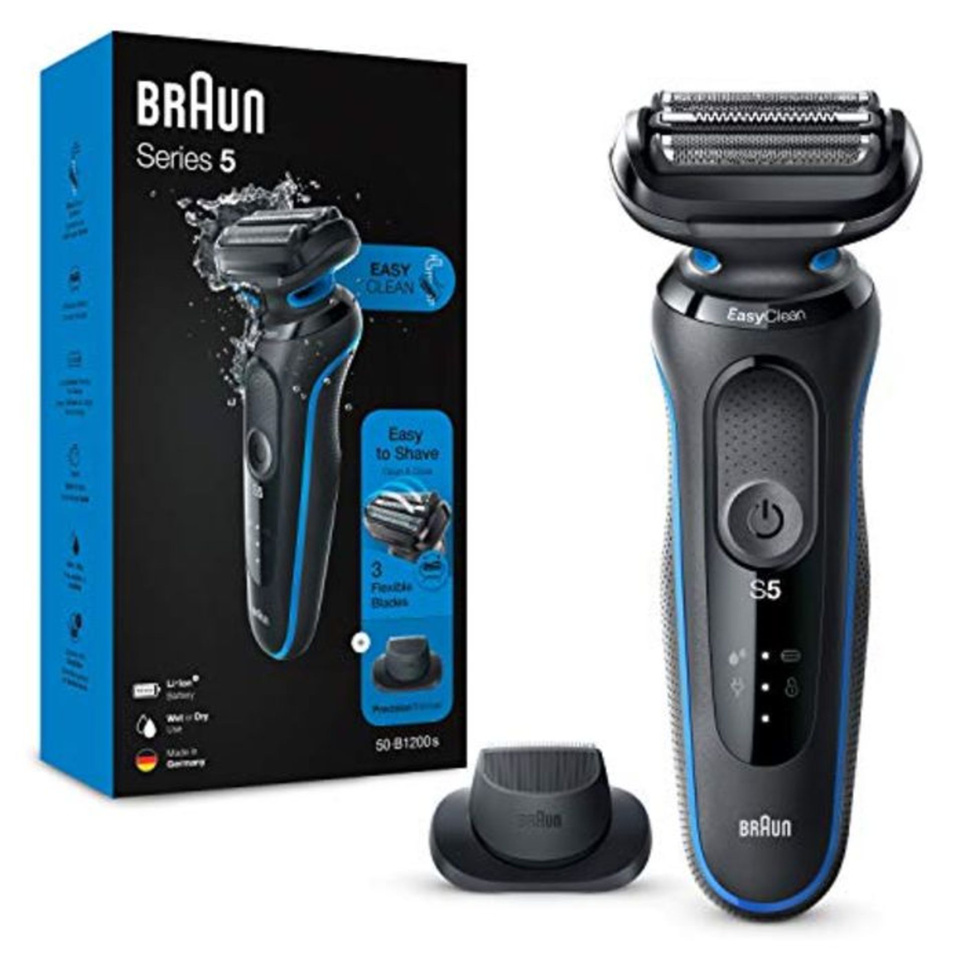 RRP £82.00 Braun Series 5 50-B1200s Foil shaver Trimmer Blue