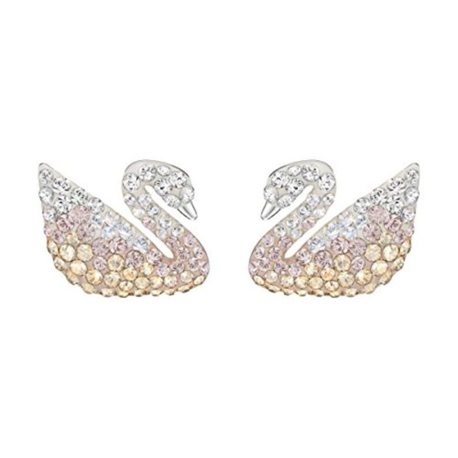 RRP £69.00 Swarovski Iconic Swan Ohrringe, Funkelnde Schwan-Ohrringe mit Sanftem Farbverlauf und