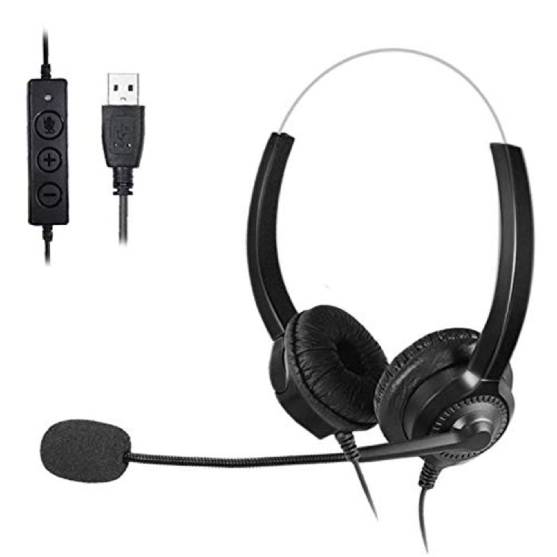 Headset - USB Headsets with Microphone, Noise Cancelling Corded Headphone for PC, Wide