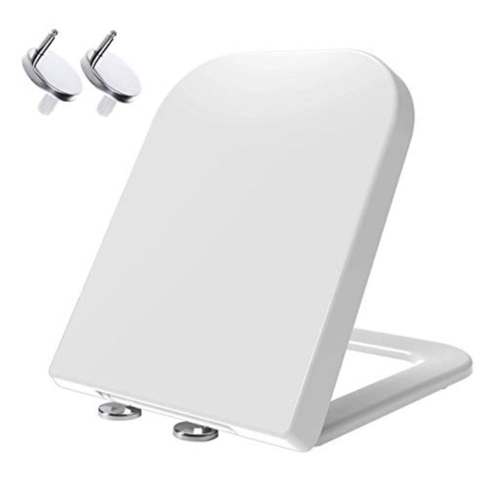 [CRACKED] MASS DYNAMIC Square Toilet Seat, Soft Close Toilet Seat White with Quick Rel