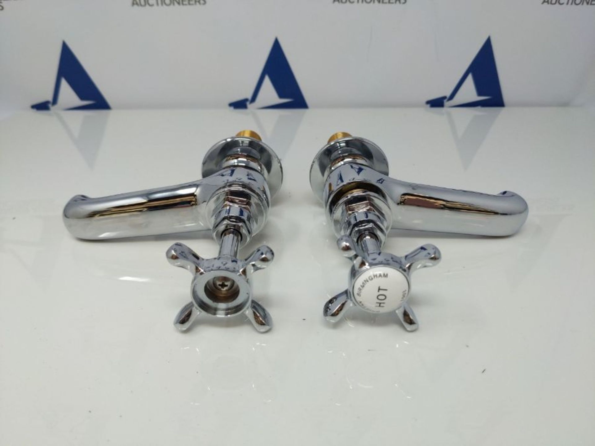 RRP £67.00 [CRACKED] Bristan N 1/2 C CD 1901 Basin Pillar Taps, Chrome - Image 3 of 3