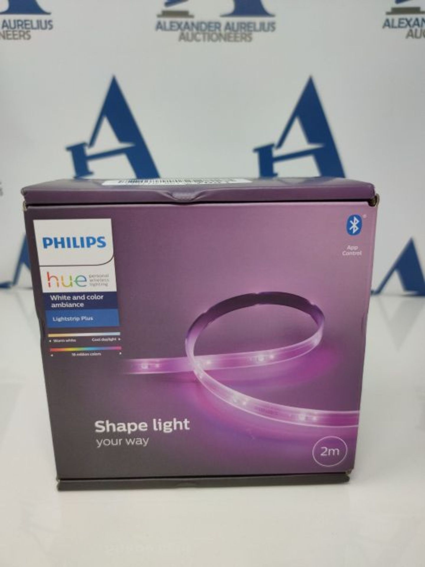 RRP £66.00 Philips Hue Lightstrip Plus v4 [2 m] White and Colour Ambiance Smart LED Kit with Blue - Image 2 of 3