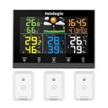 RRP £59.00 Sainlogic Wireless Weather Station with 3 Outdoor Sensors, Weather Forecast, Colour Di