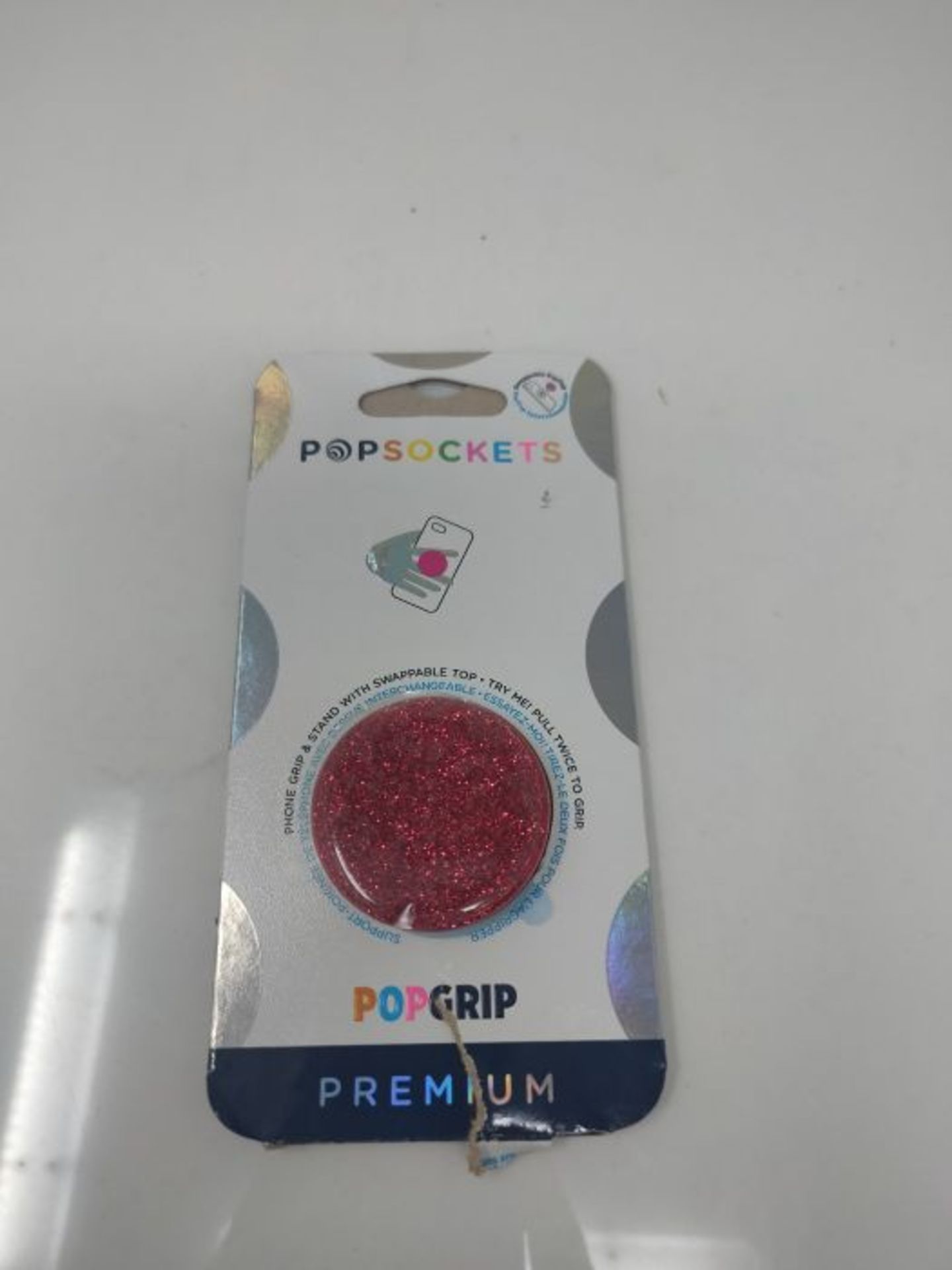 PopSockets PopGrip - Expanding Stand and Grip with Swappable Top - Glitter Red - Image 2 of 2