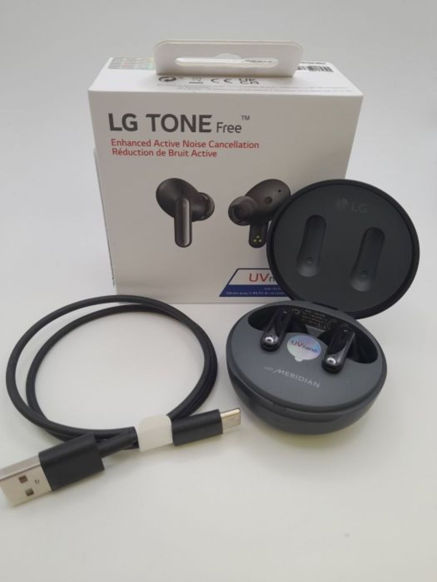 RRP £156.00 LG Electronics Tone Free DFP8 In-Ear Bluetooth Headphones UVnano, ANC, Charcoal Black - Image 2 of 3