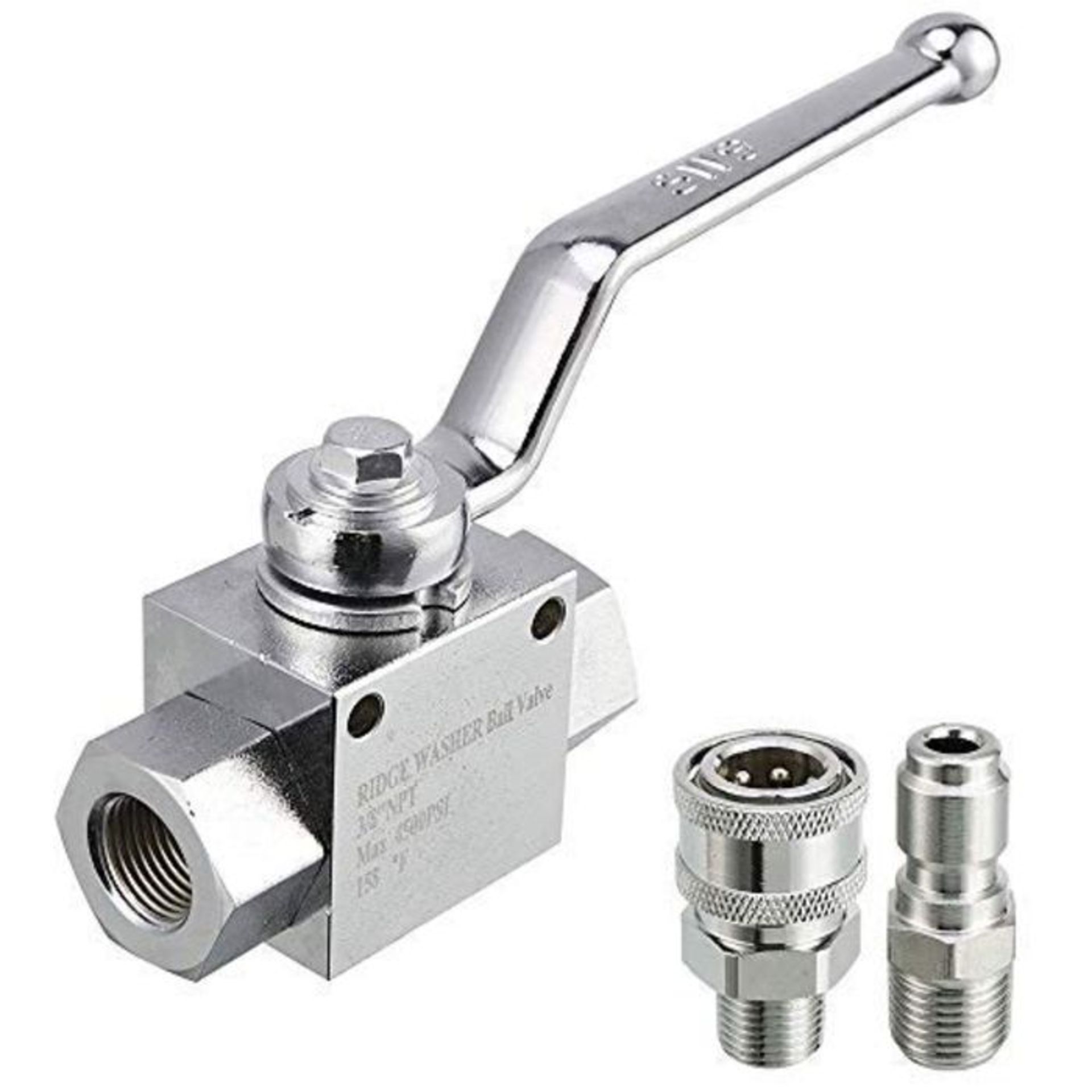 High-pressure ball valve set for pressure washer hose, 3/8 inch quick coupling, 4500 P