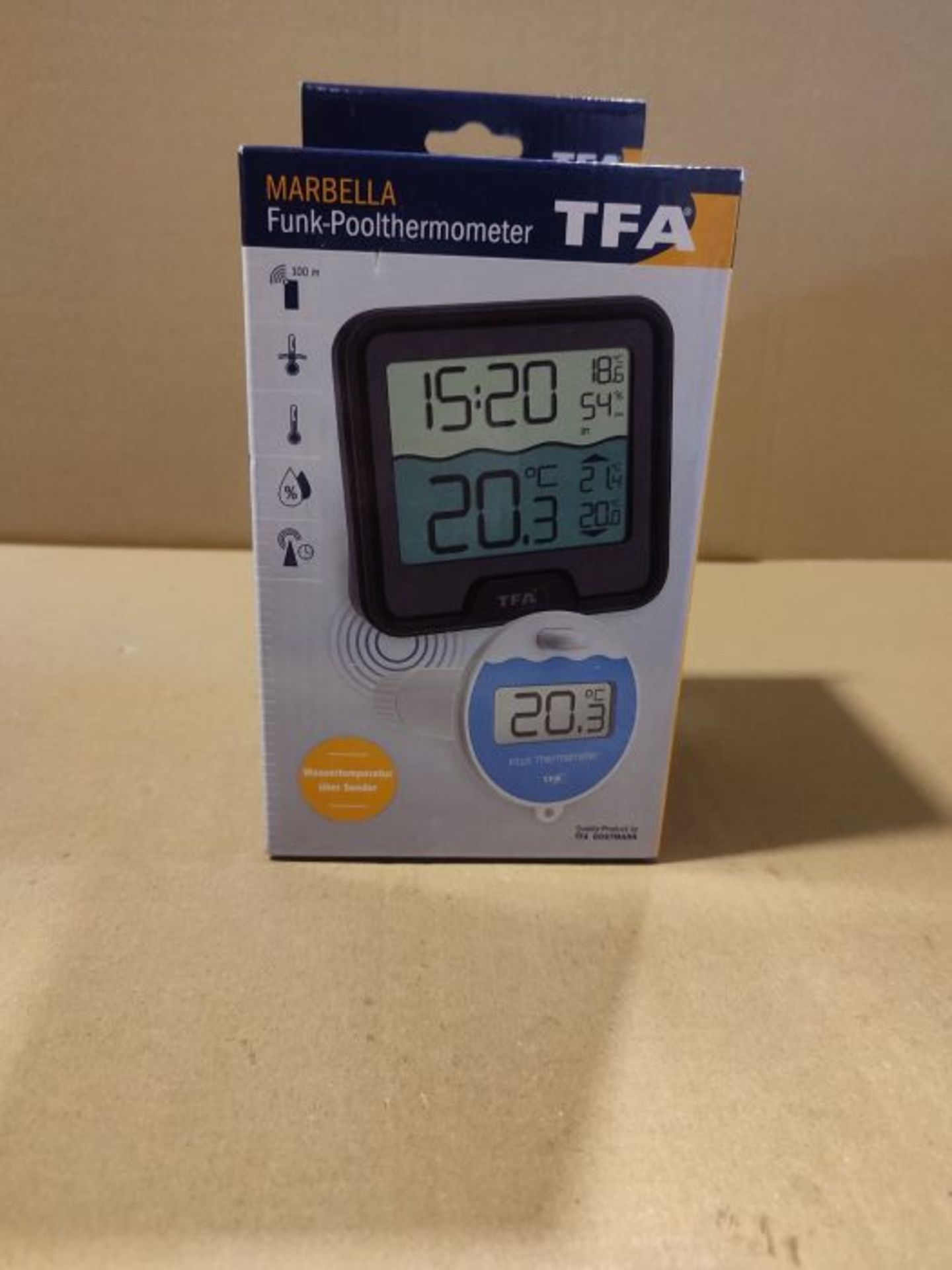 TFA Dostmann Marbella Wireless Pool Thermometer, Black, L110 x W110 x H210 mm - Image 2 of 3
