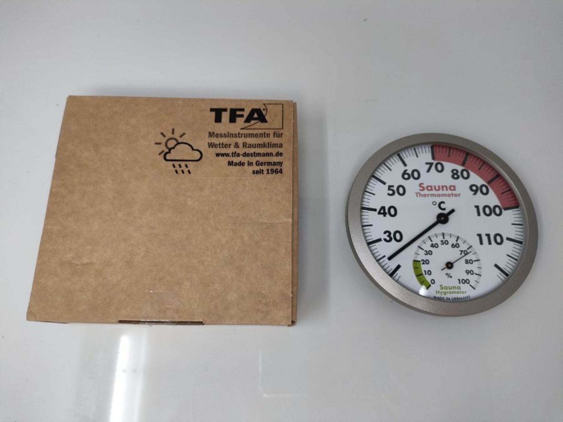 TFA Dostmann Analog Sauna Thermo-Hygrometer Heat Resistant Materials Temperature Humid - Image 2 of 3